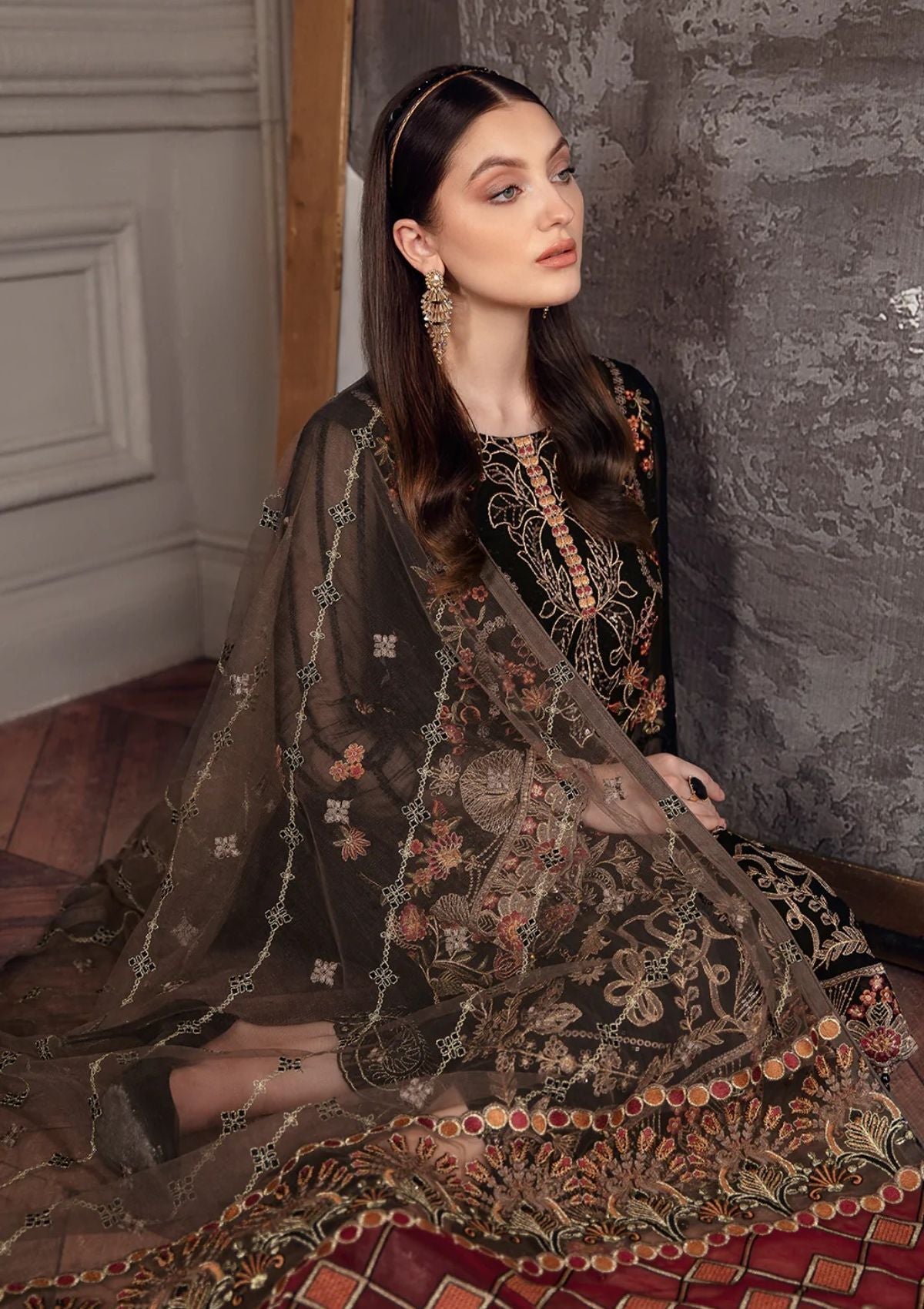 Formal Dress - Ramsha - Chevron - Chiffon - V05 - A#501 available at Saleem Fabrics Traditions