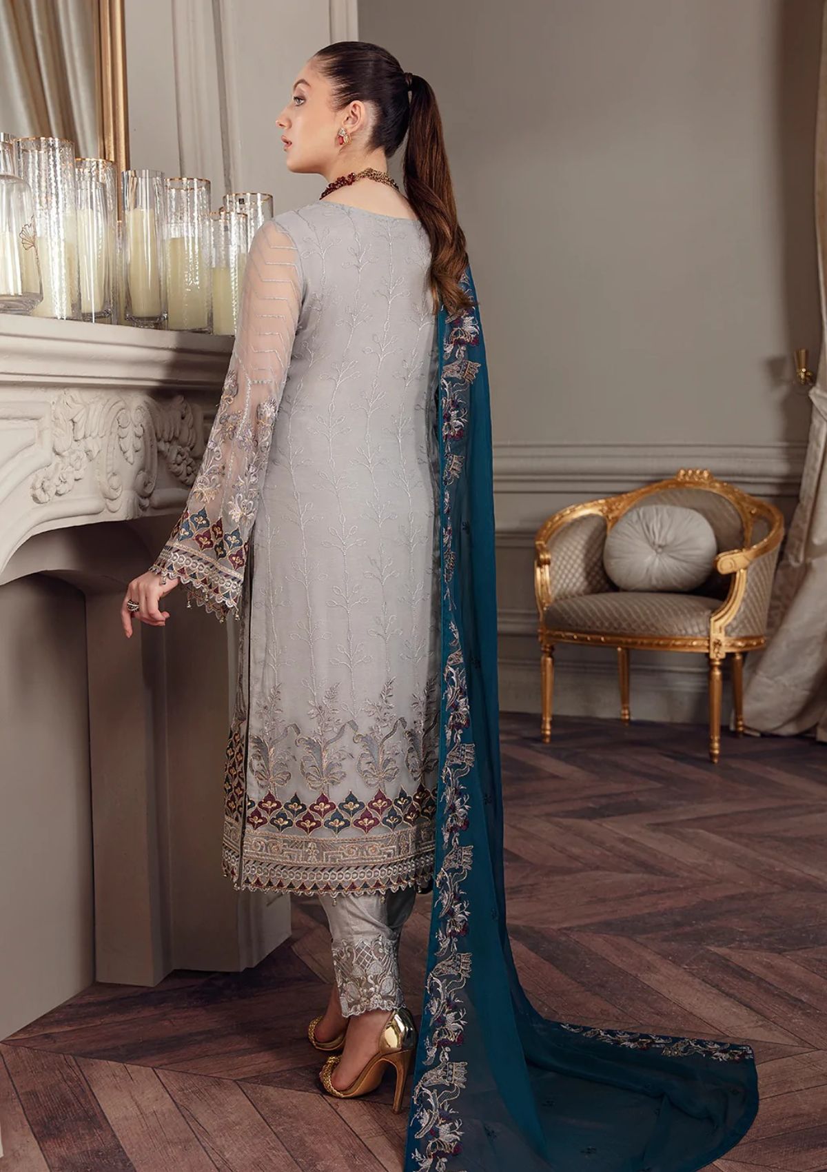 Formal Dress - Ramsha - Chevron - Chiffon - V05 - A#503 available at Saleem Fabrics Traditions