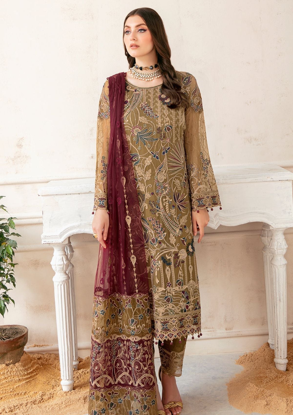 Formal Dress - Ramsha - Chiffon - V22 - F#2203 available at Saleem Fabrics Traditions