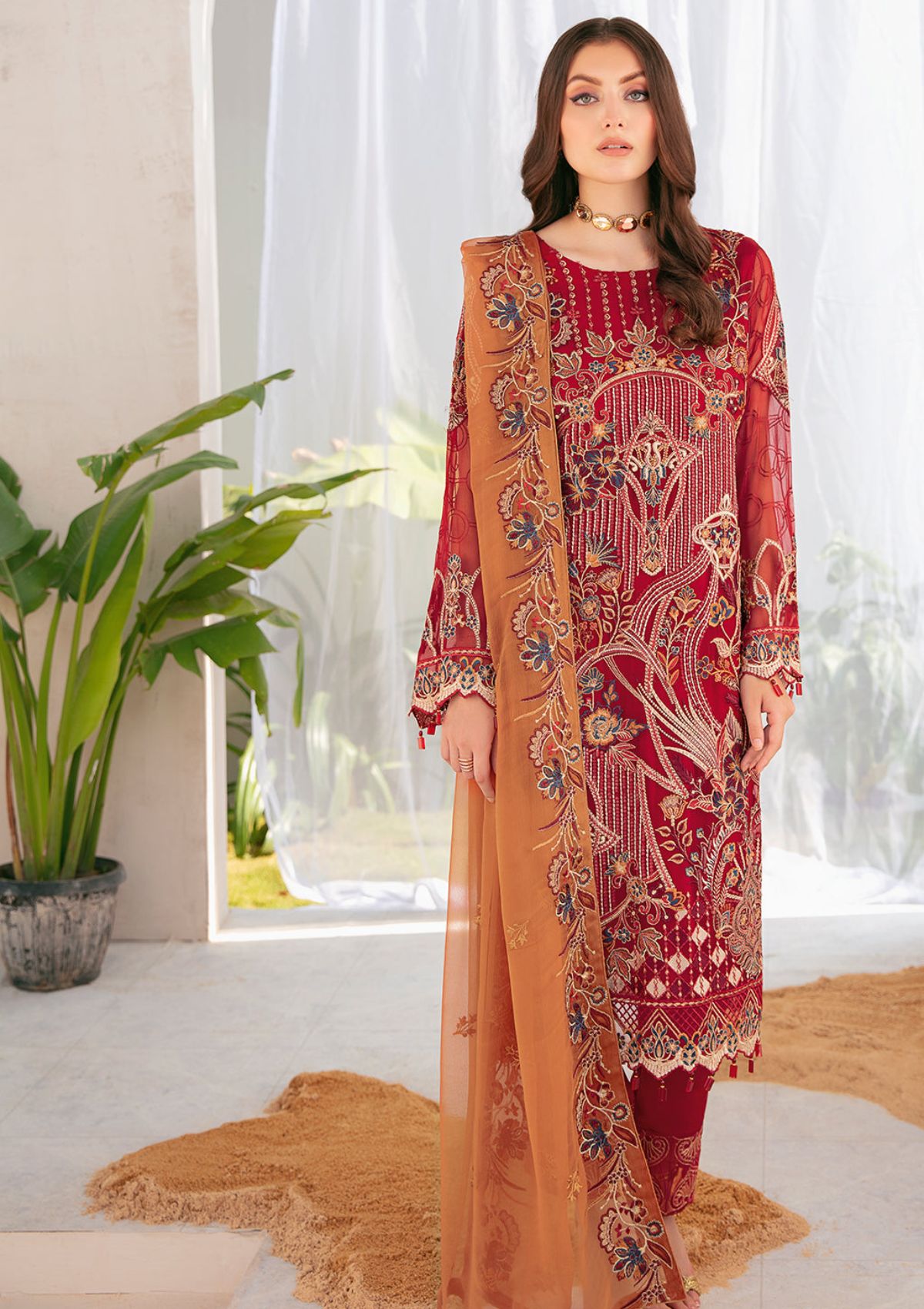 Formal Dress - Ramsha - Chiffon - V22 - F#2208 available at Saleem Fabrics Traditions