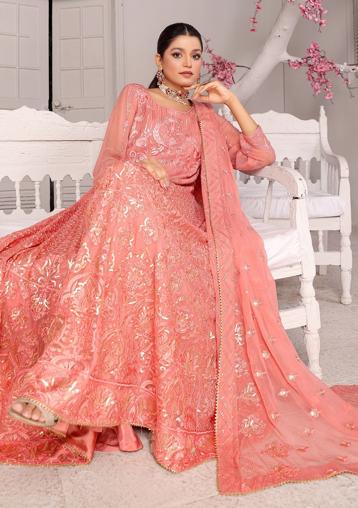 Formal Dress - Rubaaiyat - Chiffon with Sequence - D#1 A available at Saleem Fabrics Traditions