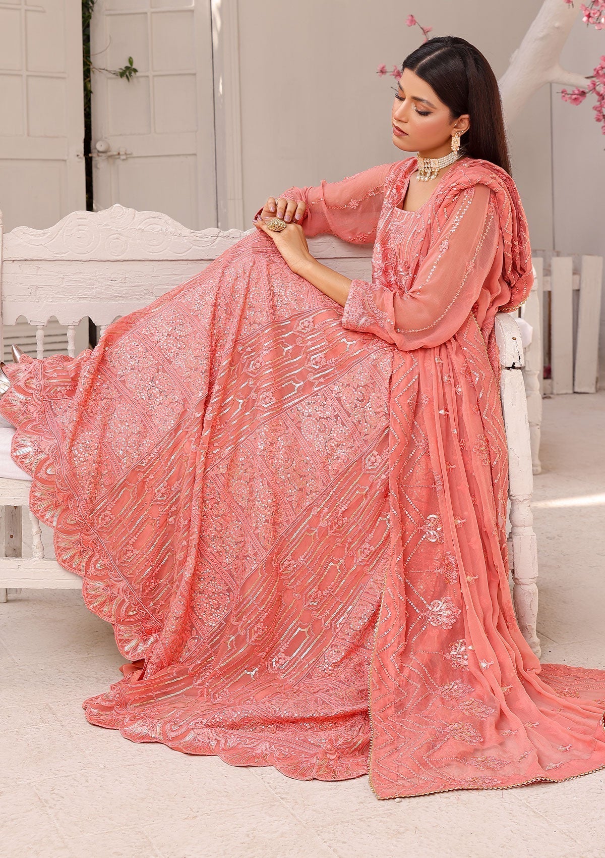 Formal Dress - Rubaaiyat - Chiffon with Sequence - D#1 B available at Saleem Fabrics Traditions