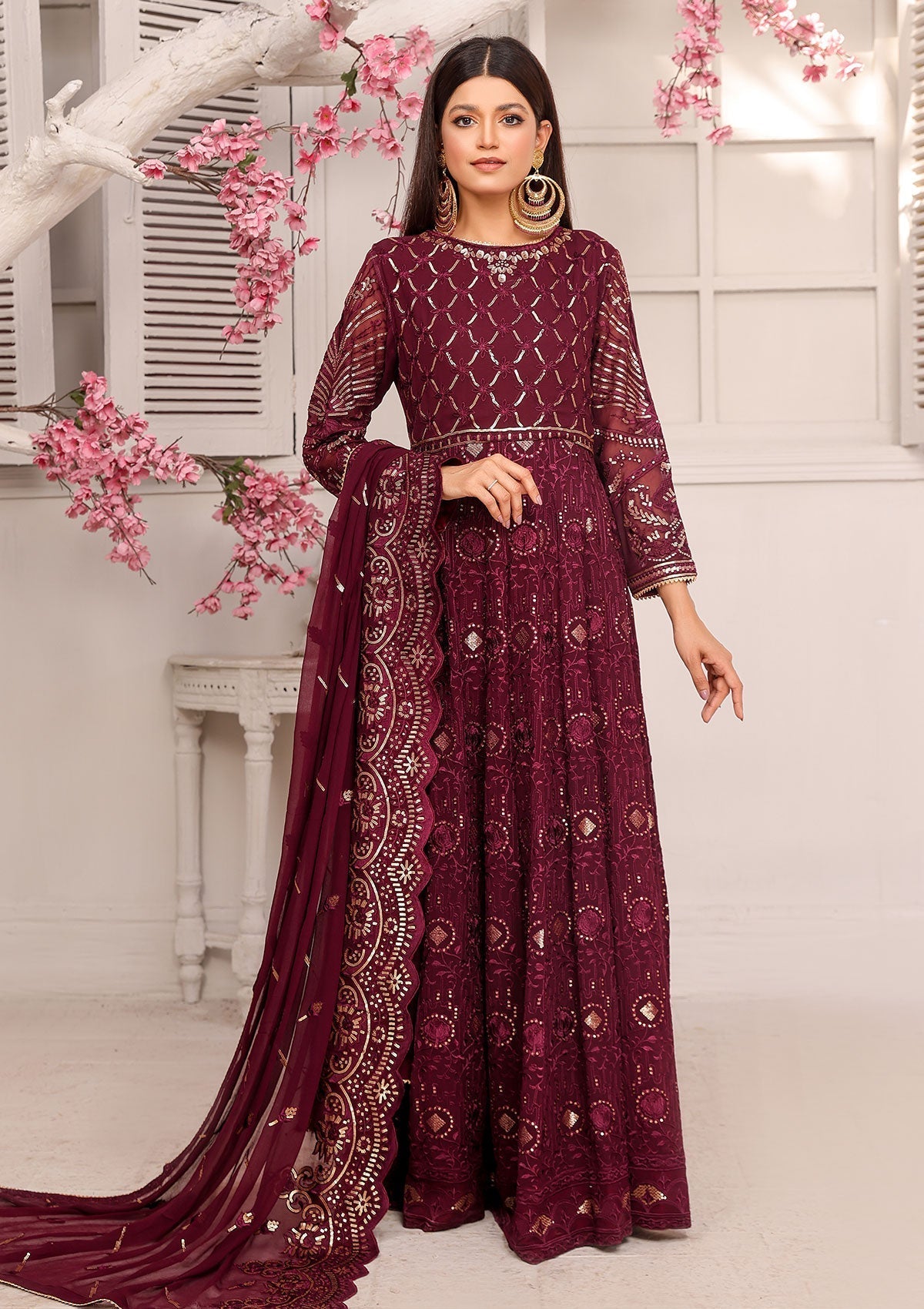 Formal Dress - Rubaaiyat - Chiffon with Sequence - D#3 A available at Saleem Fabrics Traditions