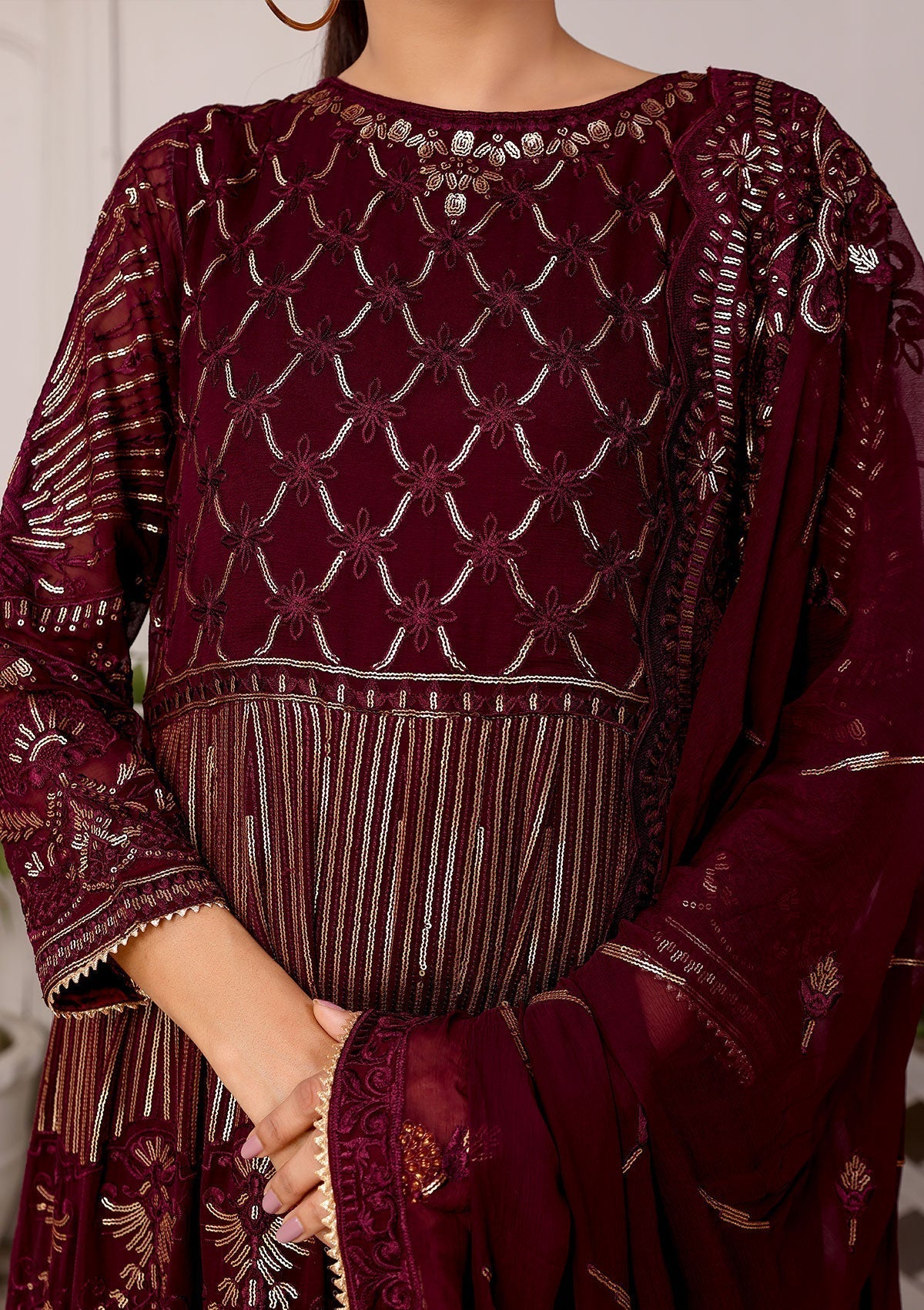 Formal Dress - Rubaaiyat - Chiffon with Sequence - D#3 B available at Saleem Fabrics Traditions