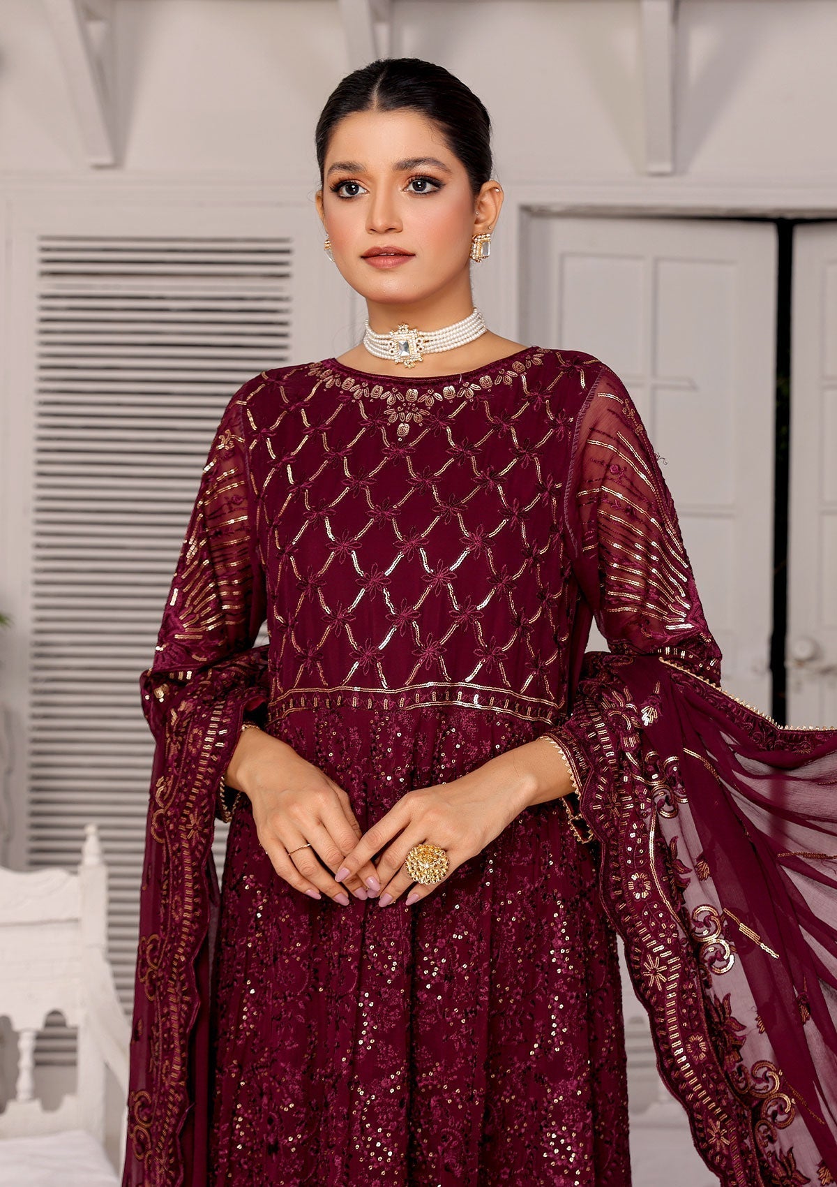 Formal Dress - Rubaaiyat - Chiffon with Sequence - D#3 C available at Saleem Fabrics Traditions