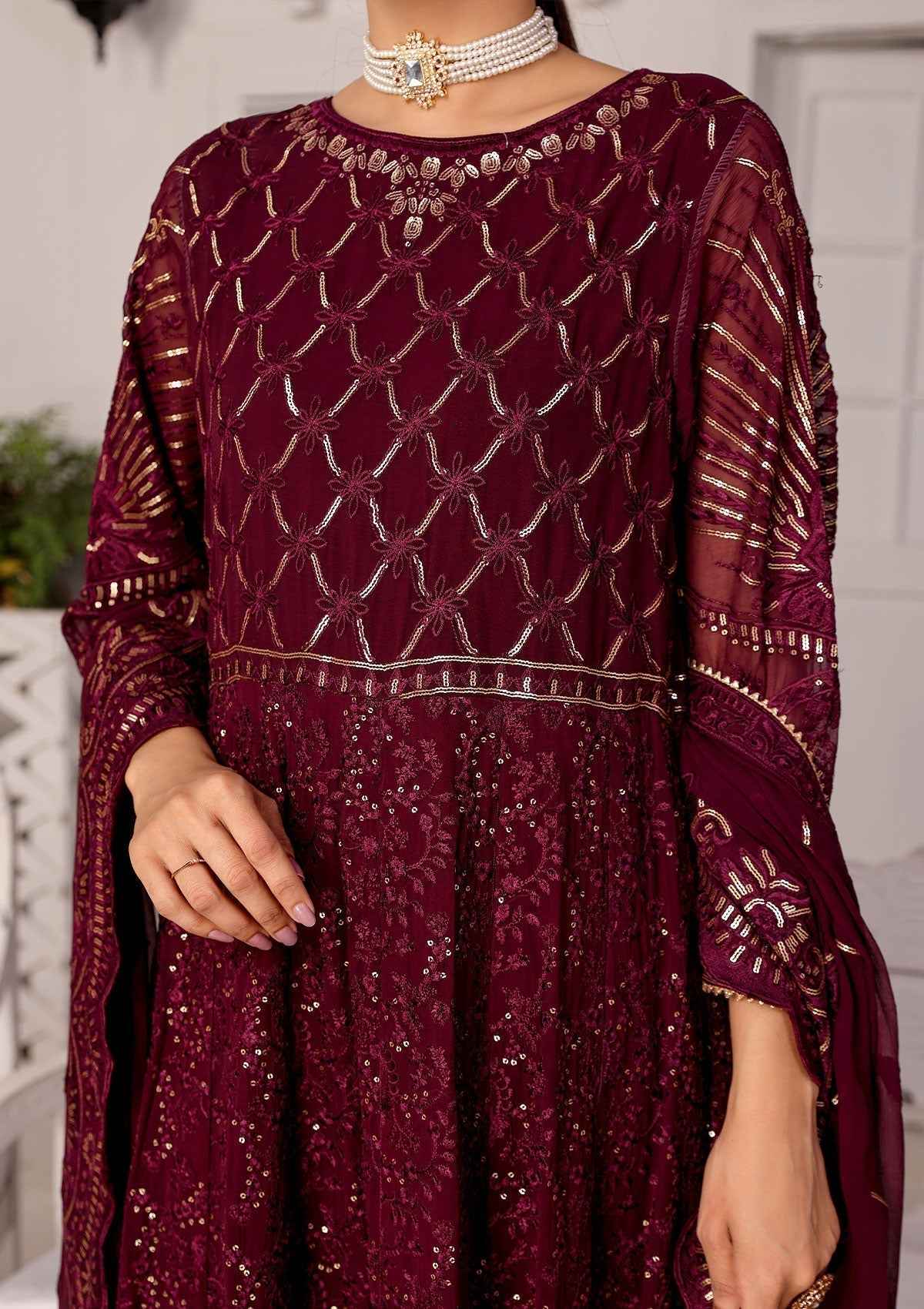 Formal Dress - Rubaaiyat - Chiffon with Sequence - D#3 C - Saleem Fabrics  PK – Saleem Fabrics Traditions