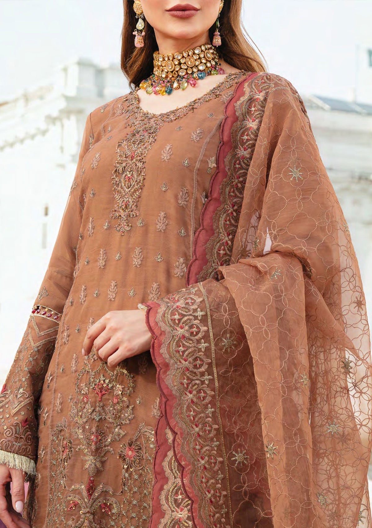 Formal Dress - Salitex - Retro Luxury Chiffon - HC#00031 (Glistening Sand) available at Saleem Fabrics Traditions