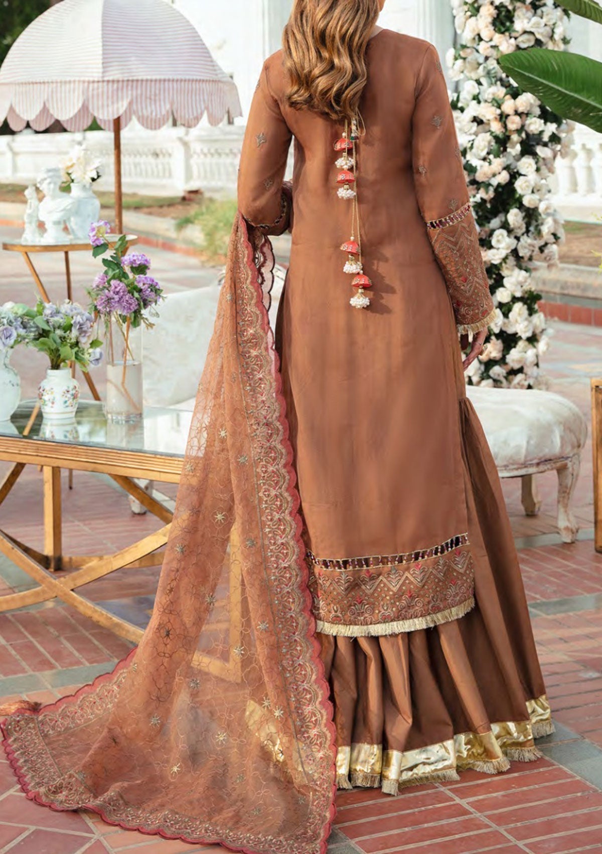 Formal Dress - Salitex - Retro Luxury Chiffon - HC#00031 (Glistening Sand) available at Saleem Fabrics Traditions