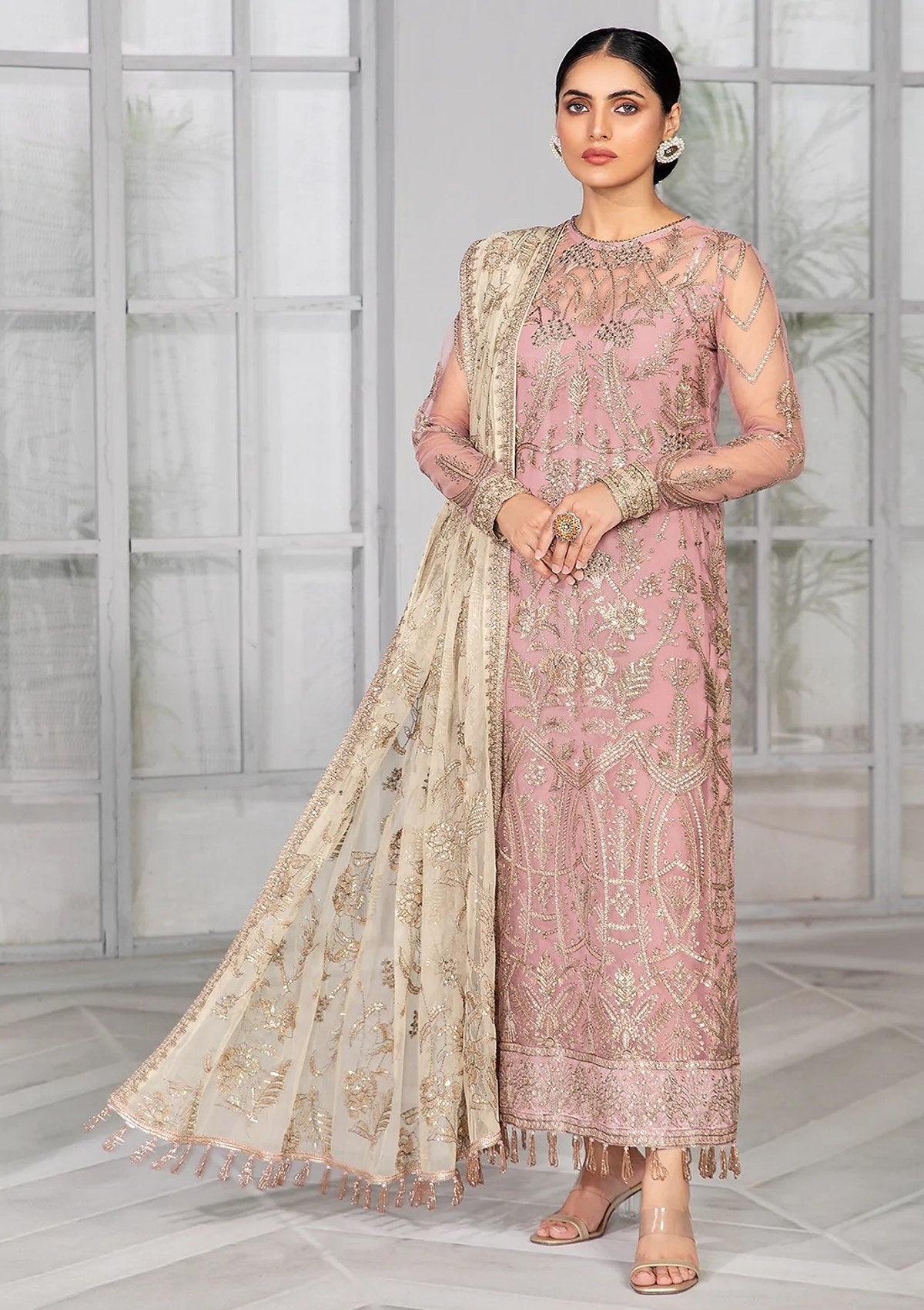 Formal Dress - Zarif - Bahaar - BLUSH - ZB#7 available at Saleem Fabrics Traditions