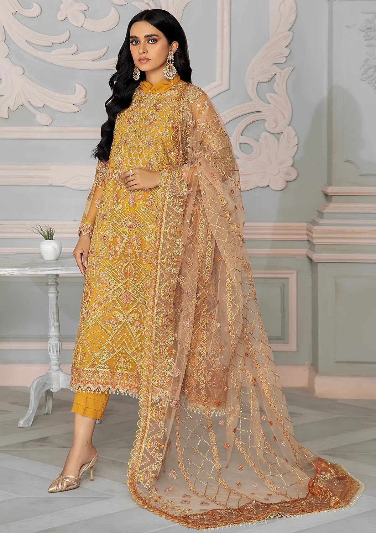 Formal Dress - Zarif - Bahaar - GOLDIER - ZB#3 available at Saleem Fabrics Traditions