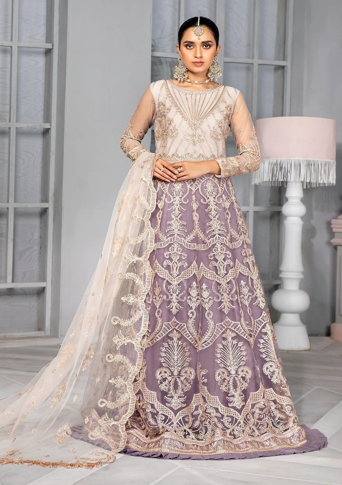 Formal Dress - Zarif - Bahaar - MAUVE - ZB#1 available at Saleem Fabrics Traditions