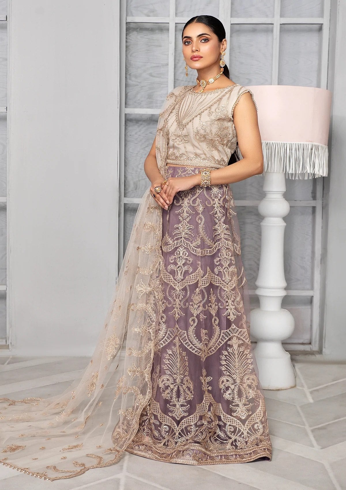 Formal Dress - Zarif - Bahaar - MAUVE - ZB#1 available at Saleem Fabrics Traditions