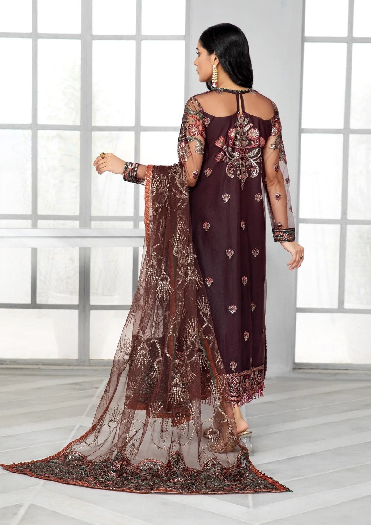 Formal Dress - Zarif - Bahaar - MOCHA - ZB#6 available at Saleem Fabrics Traditions