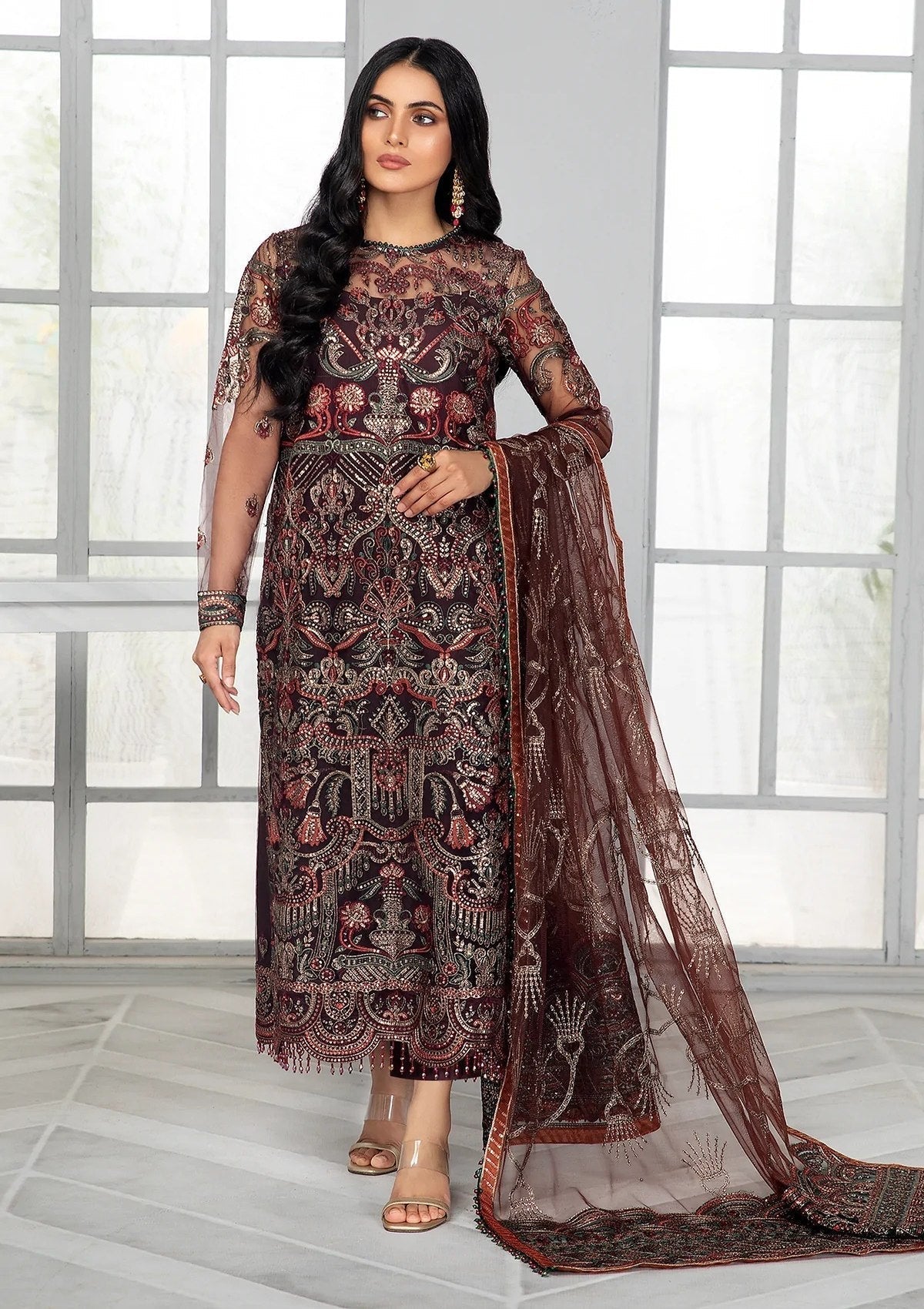 Formal Dress - Zarif - Bahaar - MOCHA - ZB#6 available at Saleem Fabrics Traditions