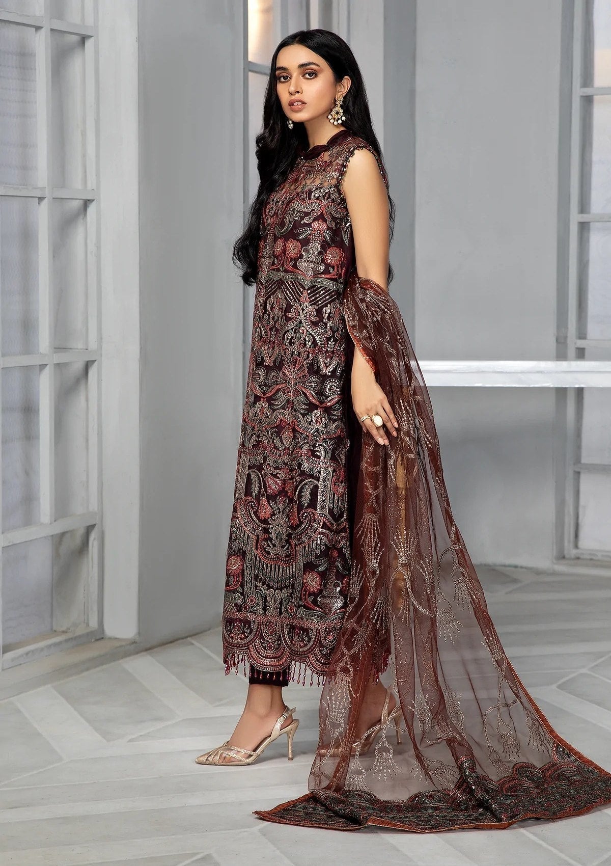 Formal Dress - Zarif - Bahaar - MOCHA - ZB#6 available at Saleem Fabrics Traditions