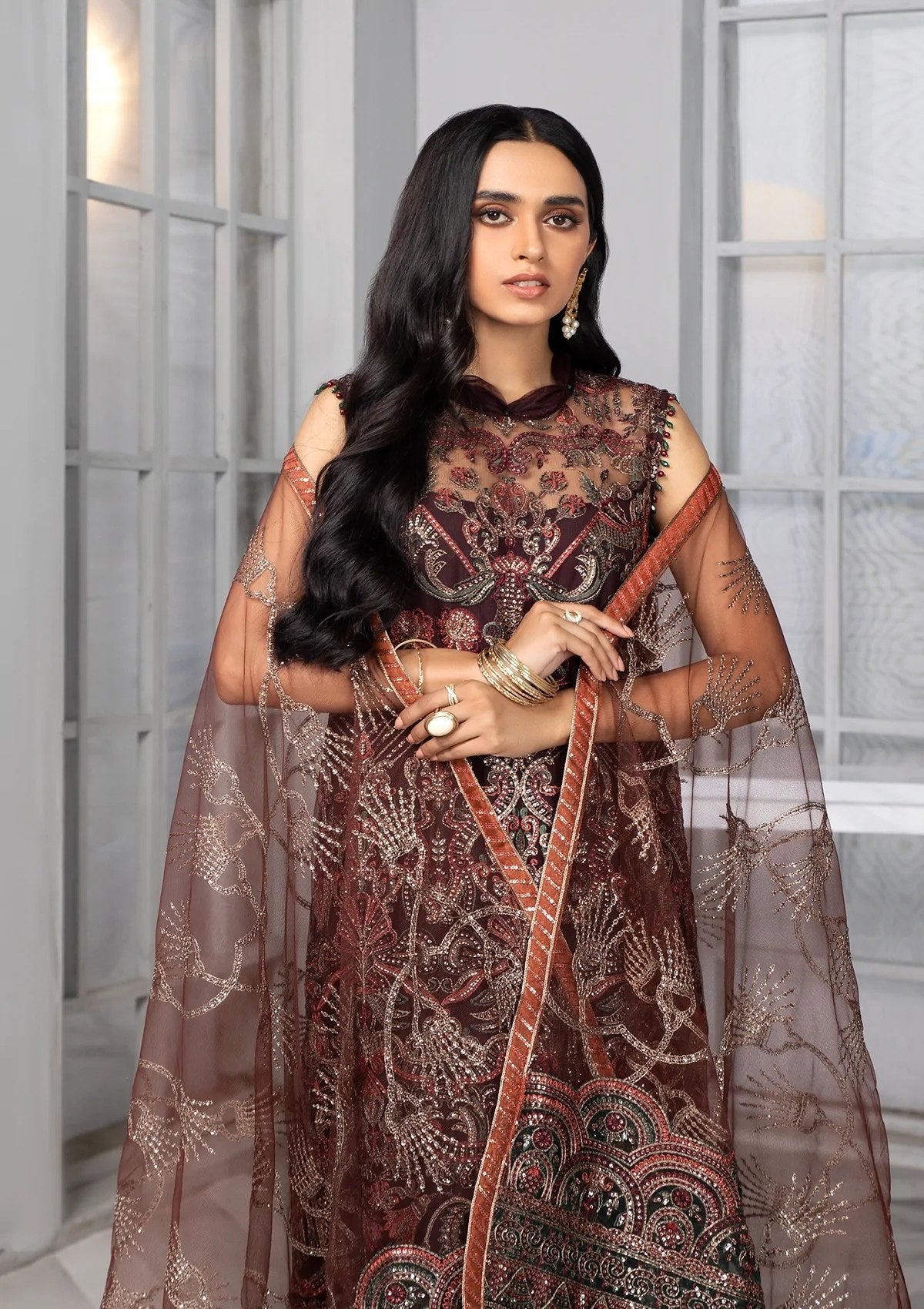 Formal Dress - Zarif - Bahaar - MOCHA - ZB#6 available at Saleem Fabrics Traditions