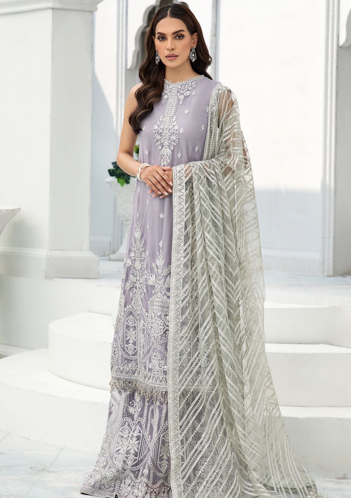 Formal Dress - Zarif - De Luxury - Chiffon - ZDL#06 (Meryl) available at Saleem Fabrics Traditions