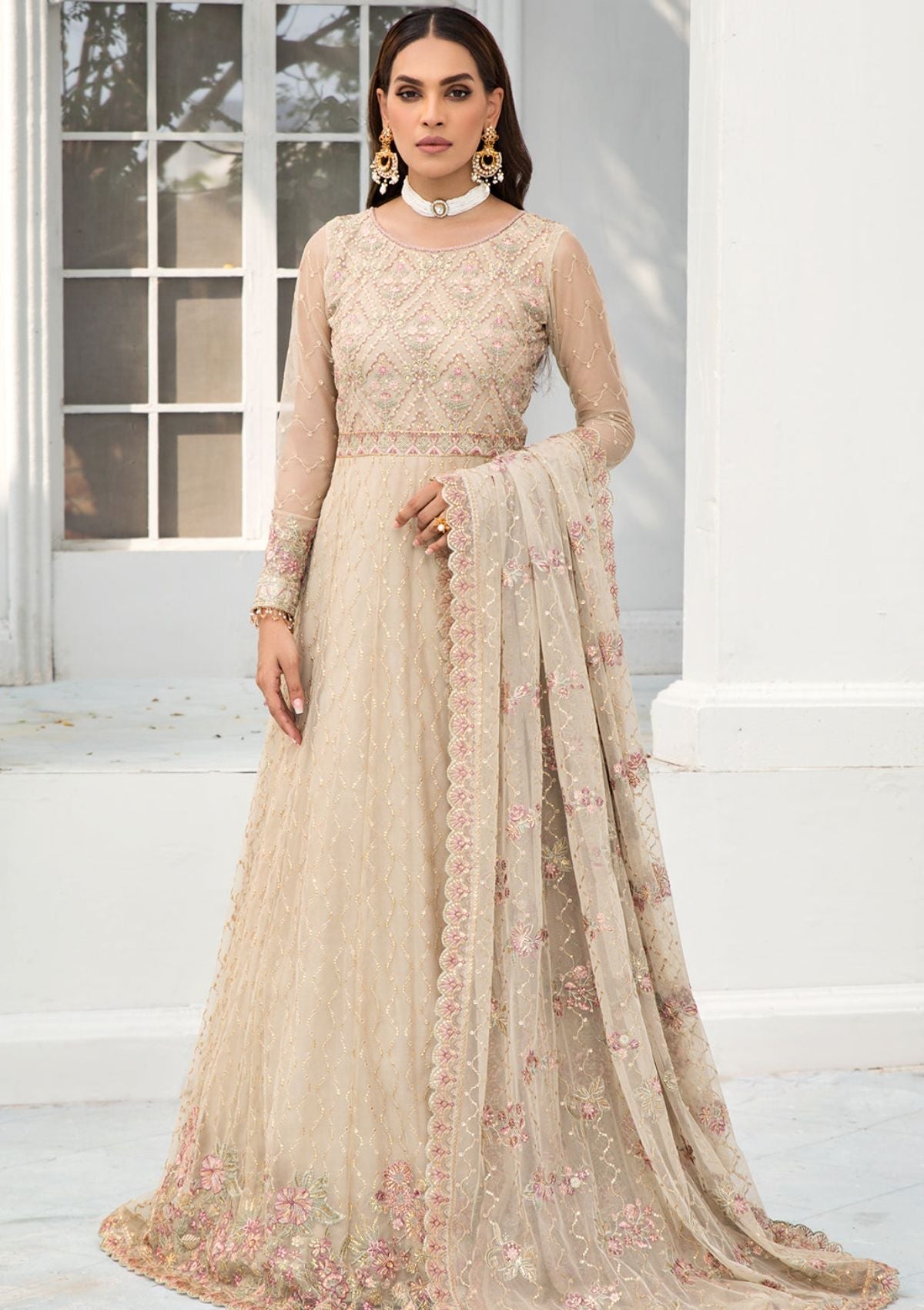 Formal Dress - Zarif - De Luxury - Chiffon - ZDL#08 (Jasmine) available at Saleem Fabrics Traditions