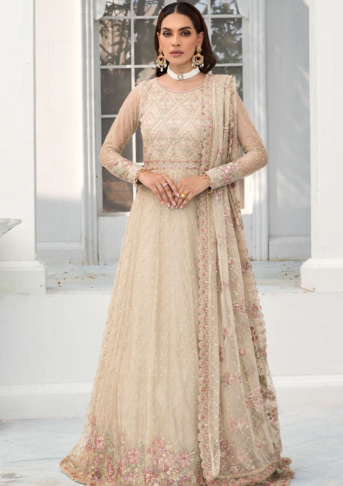 Formal Dress - Zarif - De Luxury - Chiffon - ZDL#08 (Jasmine) available at Saleem Fabrics Traditions