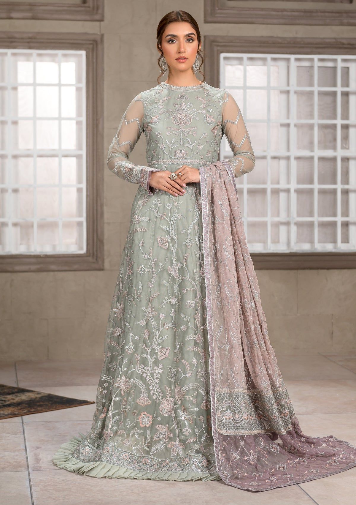 Formal Dress - Zarif - Falak - Festive - ZF#01 (BLOSSOM) available at Saleem Fabrics Traditions