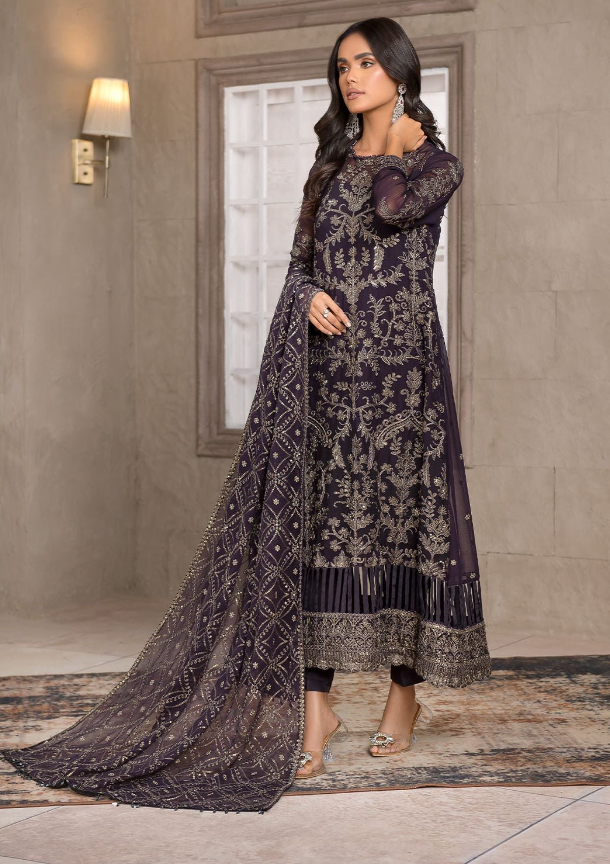 Formal Dress - Zarif - Falak - Festive - ZF#02 (Azalea) available at Saleem Fabrics Traditions