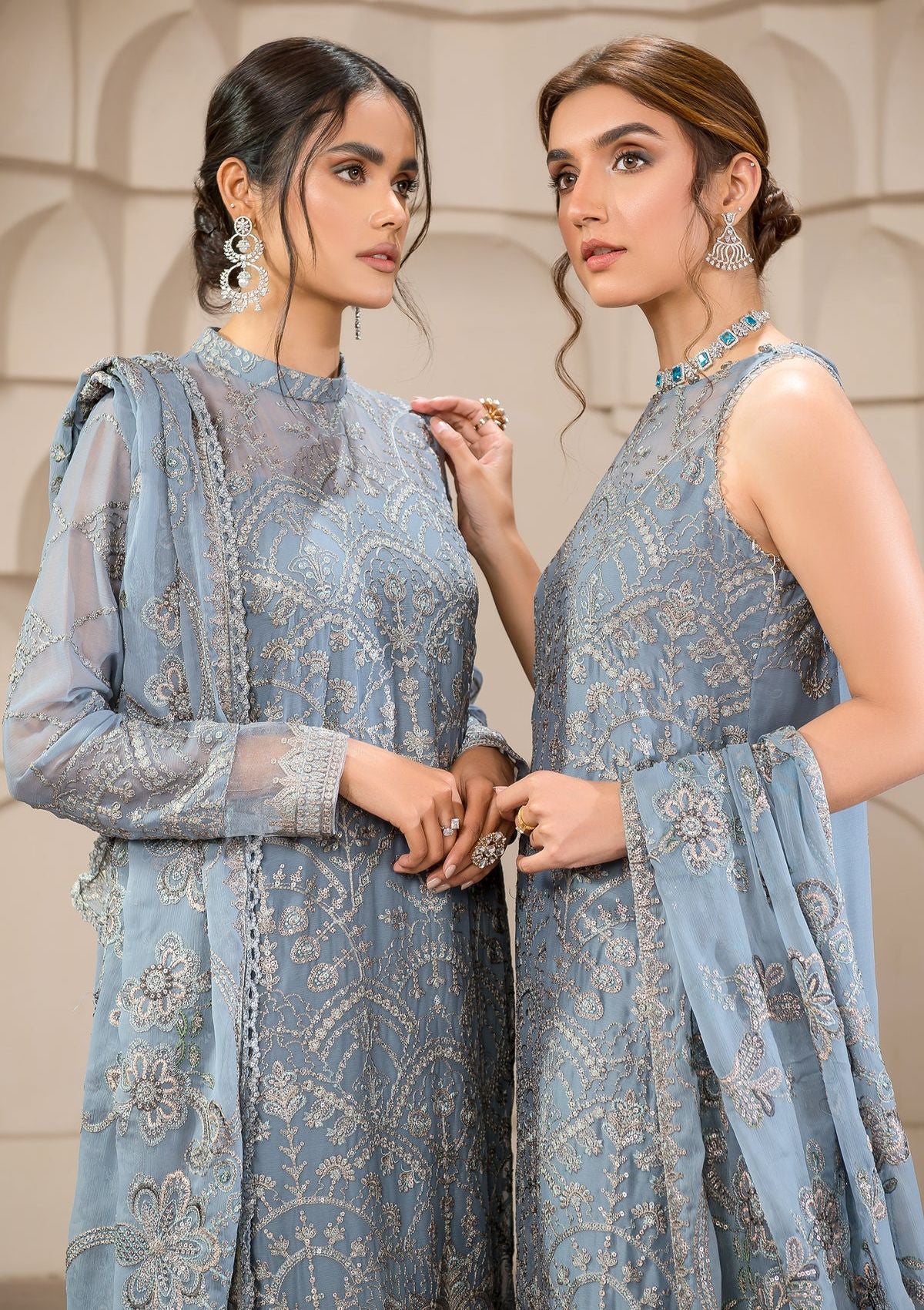 Formal Dress - Zarif - Falak - Festive - ZF#05 (Blue Bell) available at Saleem Fabrics Traditions