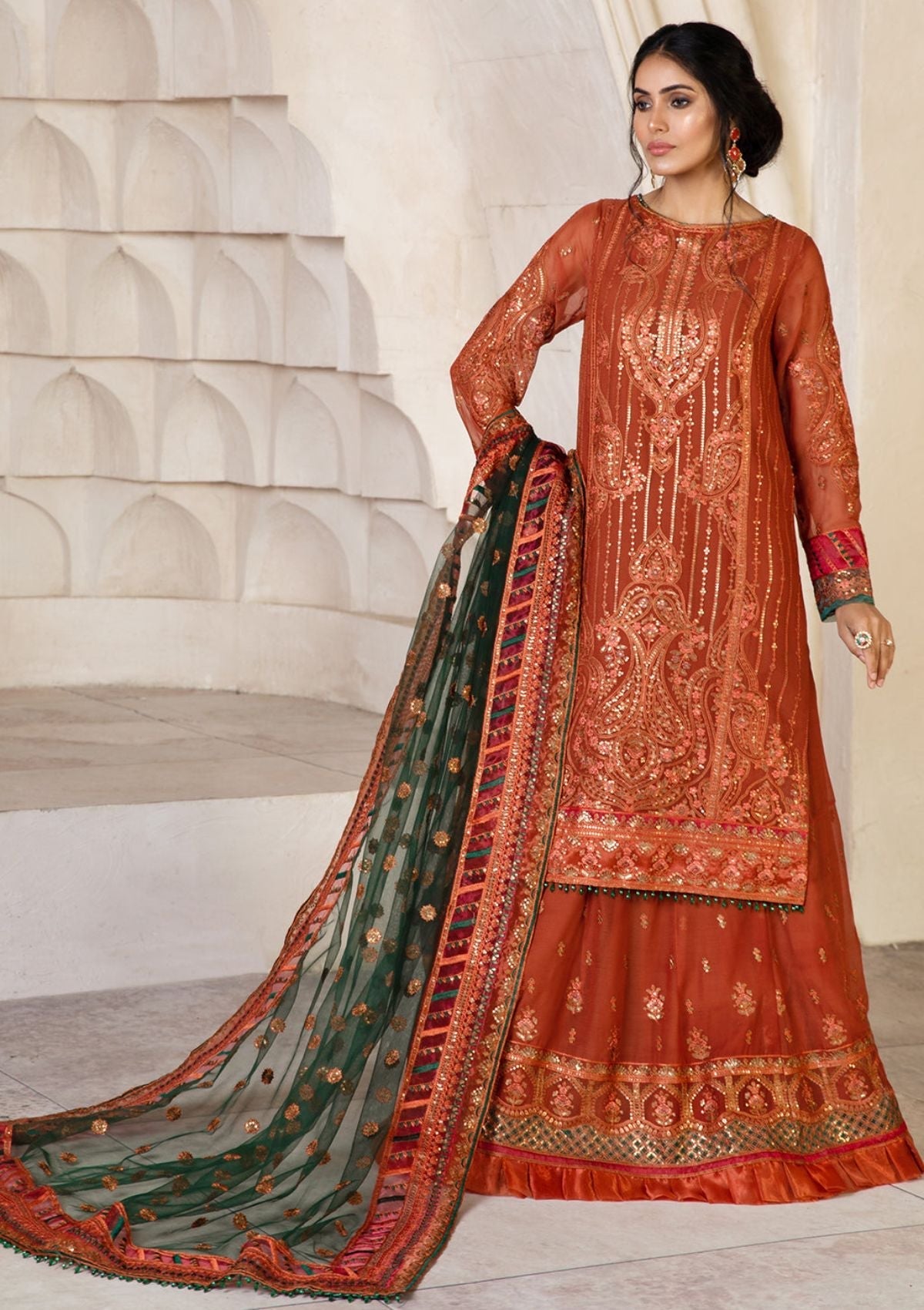 Formal Dress - Zarif - Gulzaar - Festive - ZFG#02 (MERIGOLD) available at Saleem Fabrics Traditions