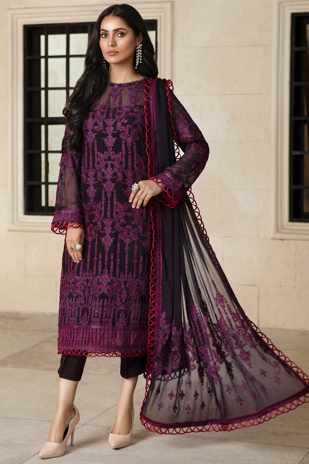 Formal Dress - Zarif - Gulzaar - Festive - ZFG#06 (PERIWINKLE) available at Saleem Fabrics Traditions