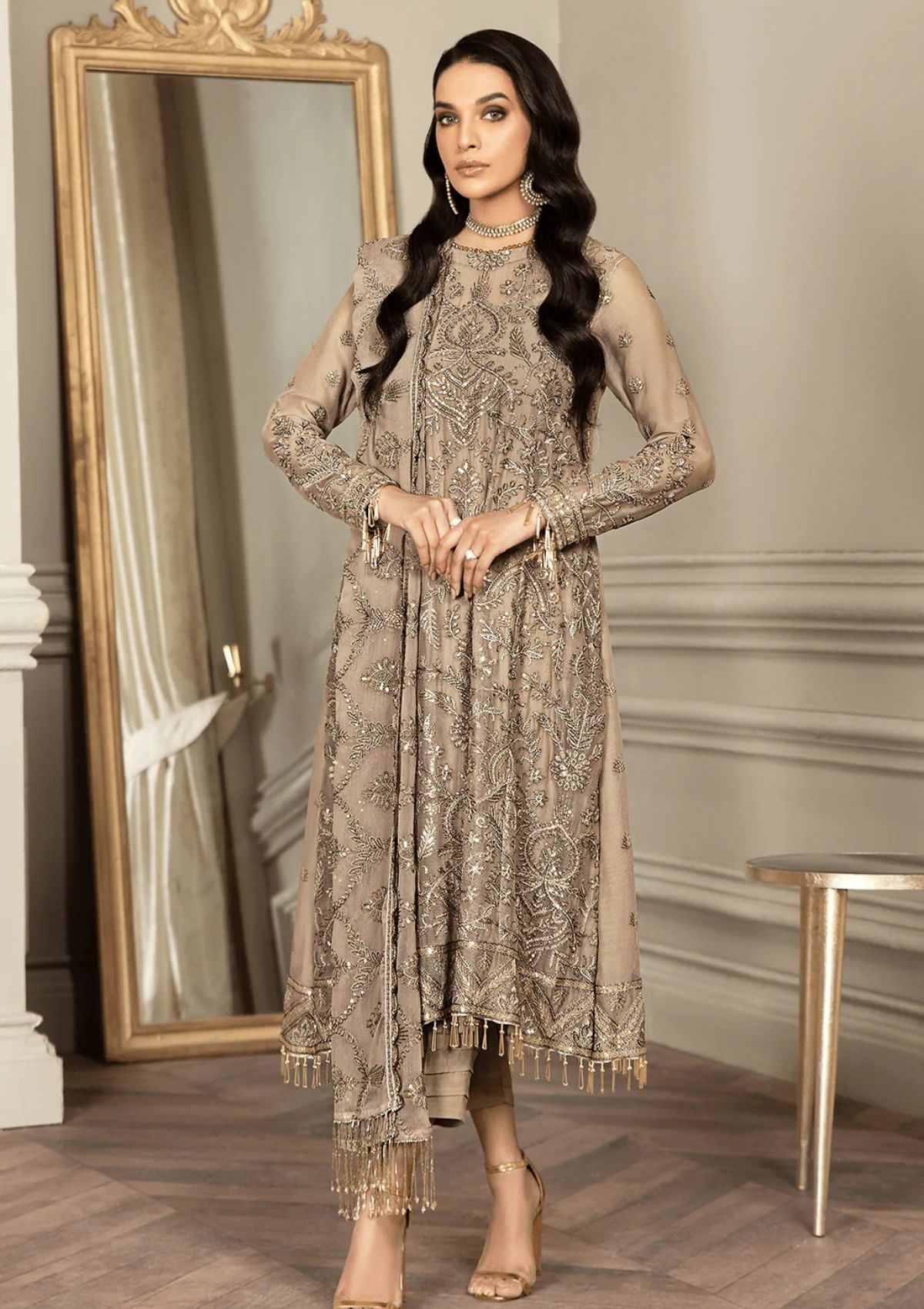 Formal Dress - Zarif - Mehroze - LIME STONE available at Saleem Fabrics Traditions