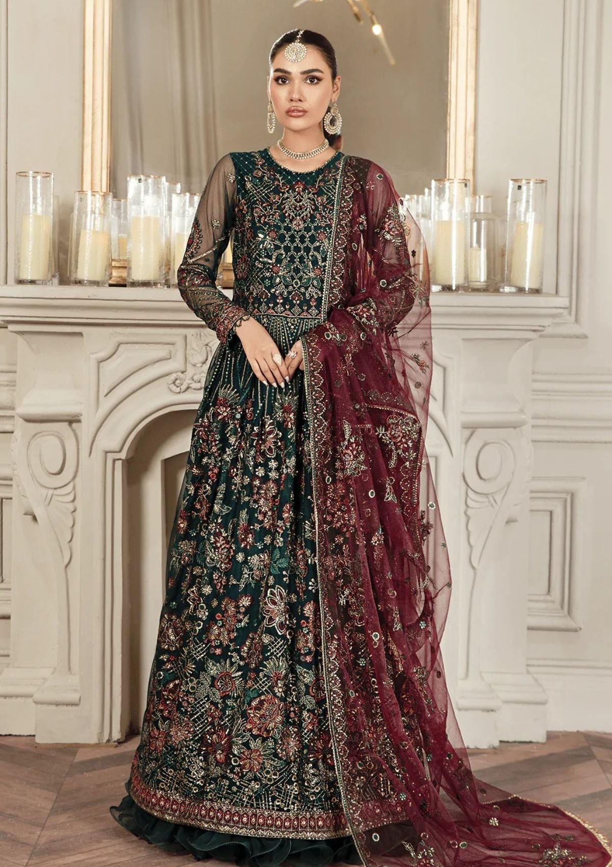 Formal Dress - Zarif - Mehroze - PINE GREEN available at Saleem Fabrics Traditions