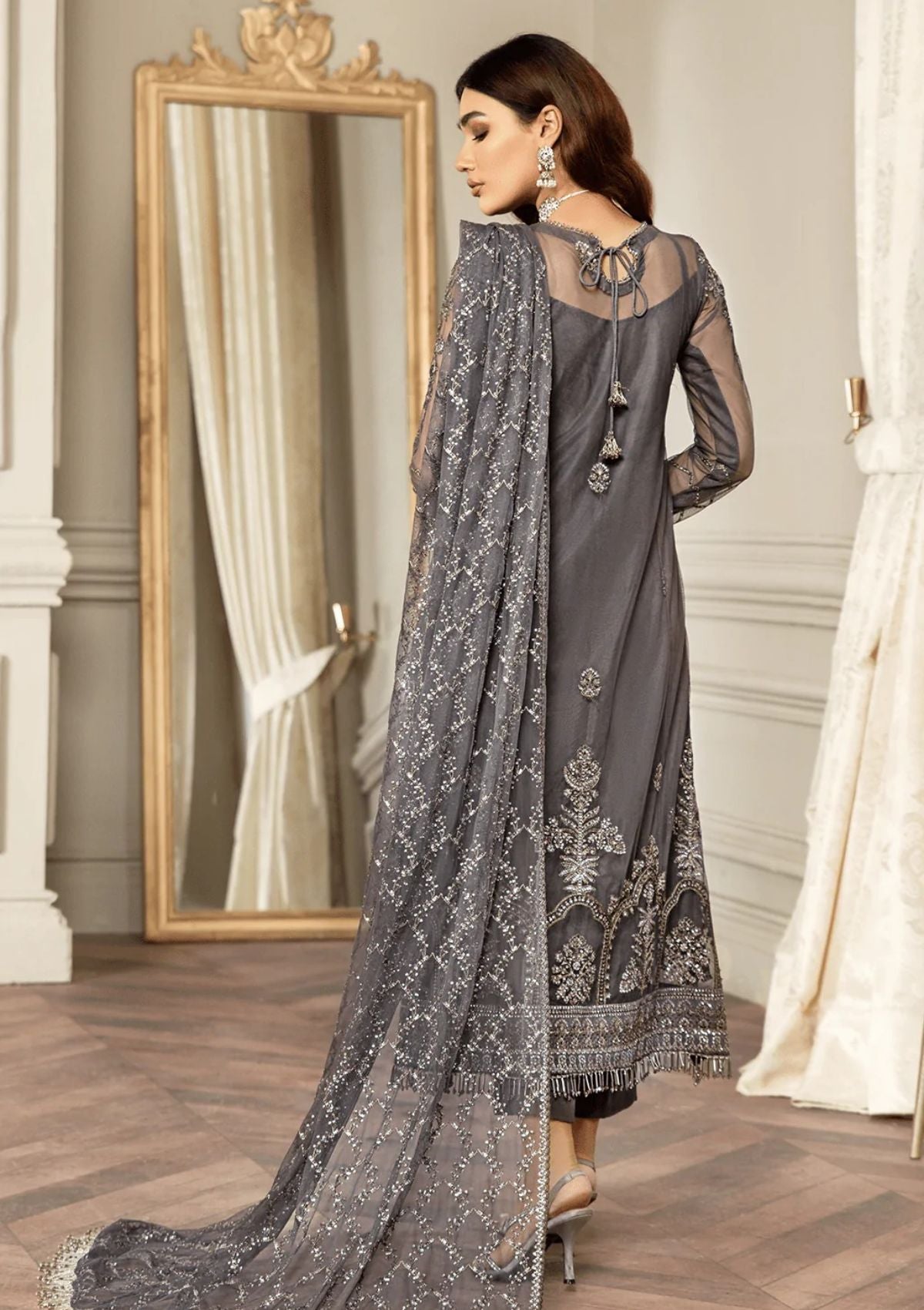 Formal Dress - Zarif - Mehroze - STORM GREY available at Saleem Fabrics Traditions