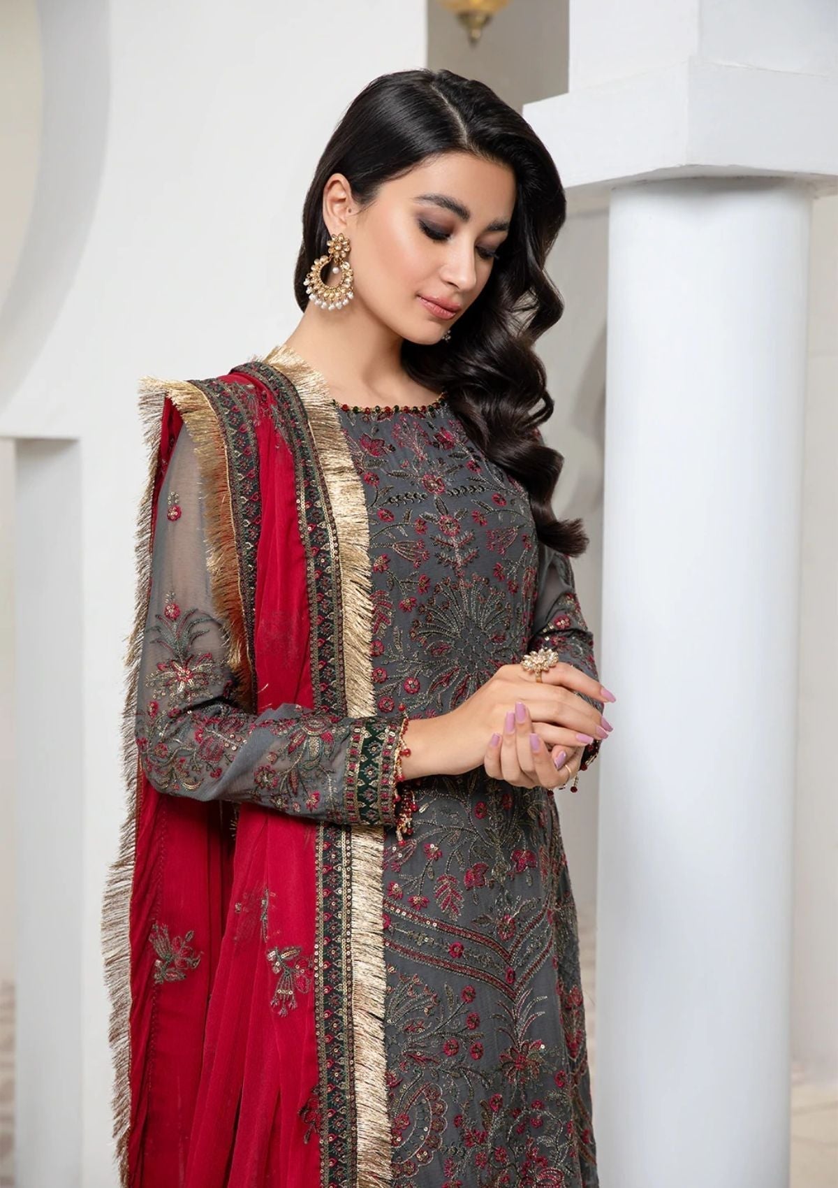 Formal Dress - Zarif - Pareesia - D#04 GRANITE available at Saleem Fabrics Traditions