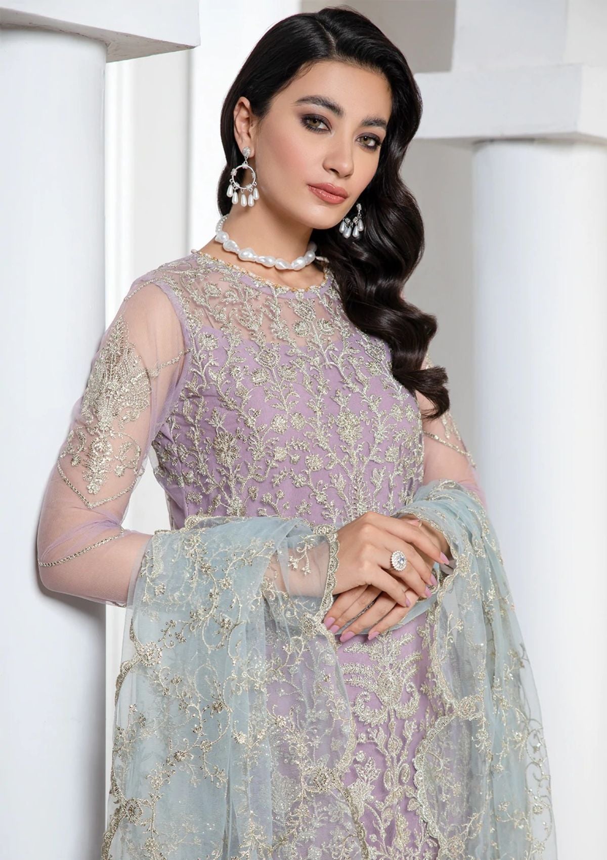 Formal Dress - Zarif - Pareesia - D#07 LILAC available at Saleem Fabrics Traditions