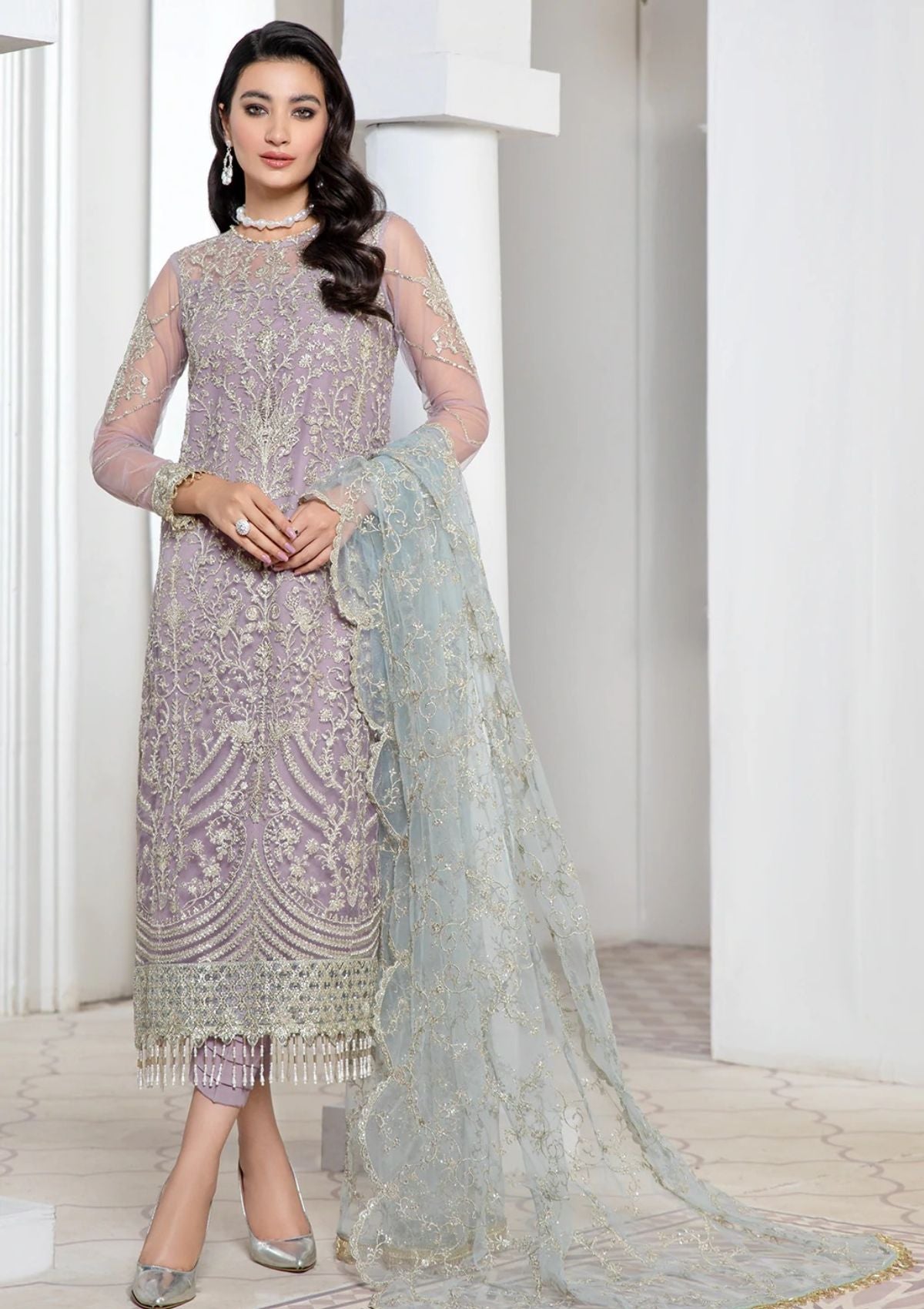 Formal Dress - Zarif - Pareesia - D#07 LILAC available at Saleem Fabrics Traditions