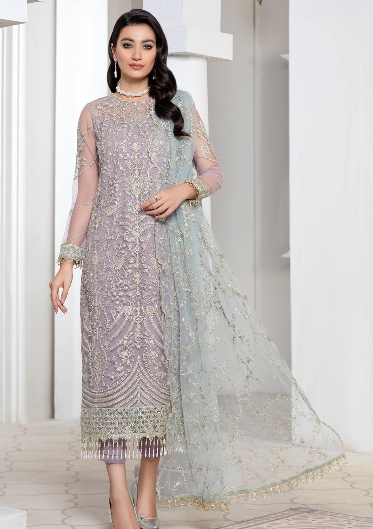 Formal Dress - Zarif - Pareesia - D#07 LILAC available at Saleem Fabrics Traditions