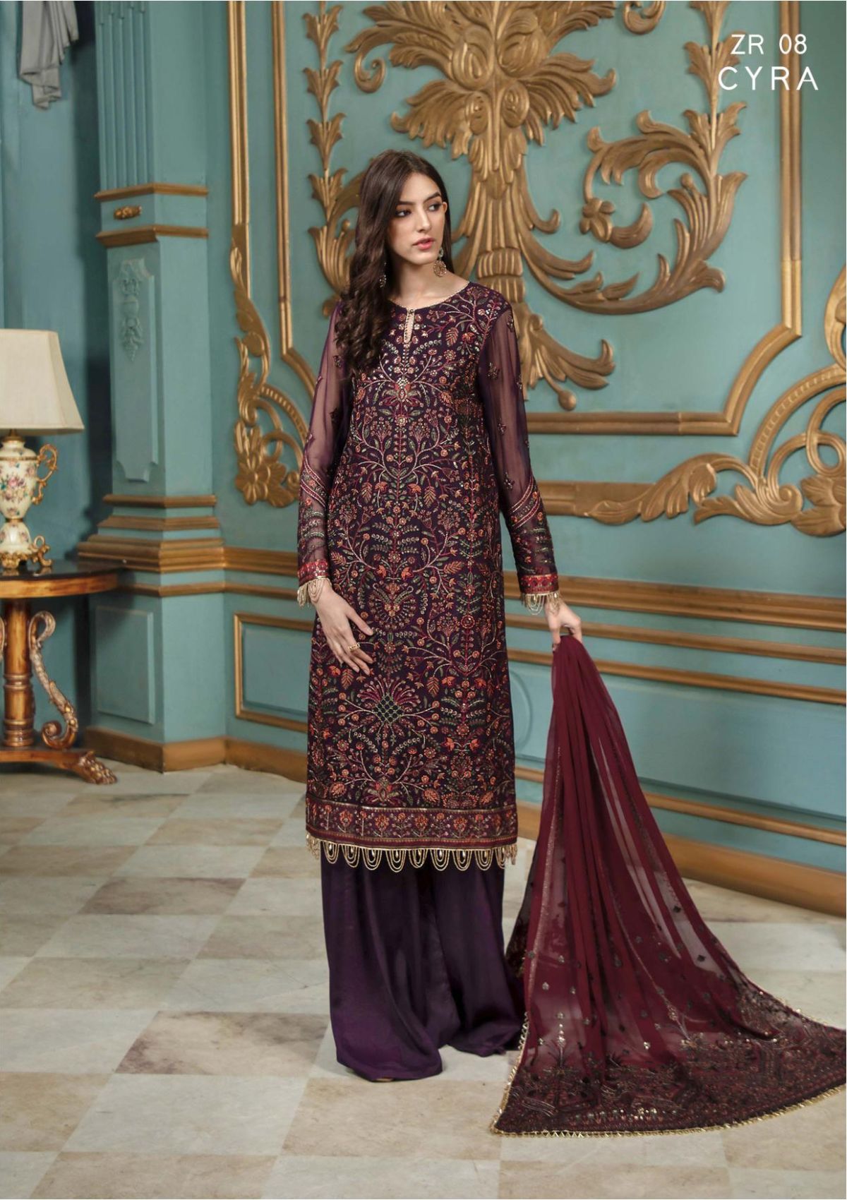 Formal Dress - Zarif - Rangrez - CYRA D#08 available at Saleem Fabrics Traditions