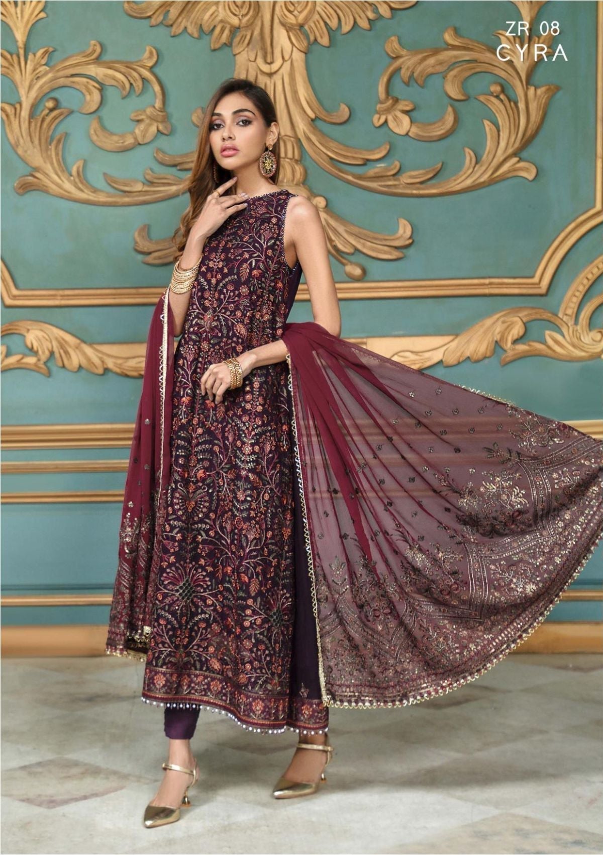 Formal Dress - Zarif - Rangrez - CYRA D#08 available at Saleem Fabrics Traditions