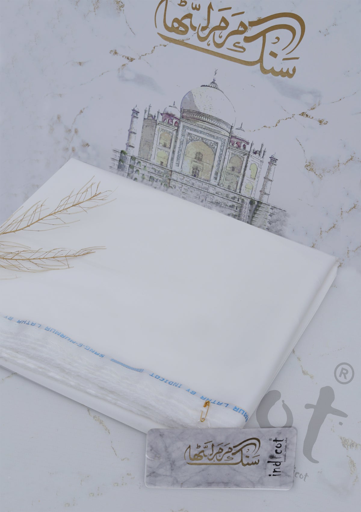 Indicot Sang-e-Mur Mur Latha Off White 401 available at Saleem Fabrics Traditions