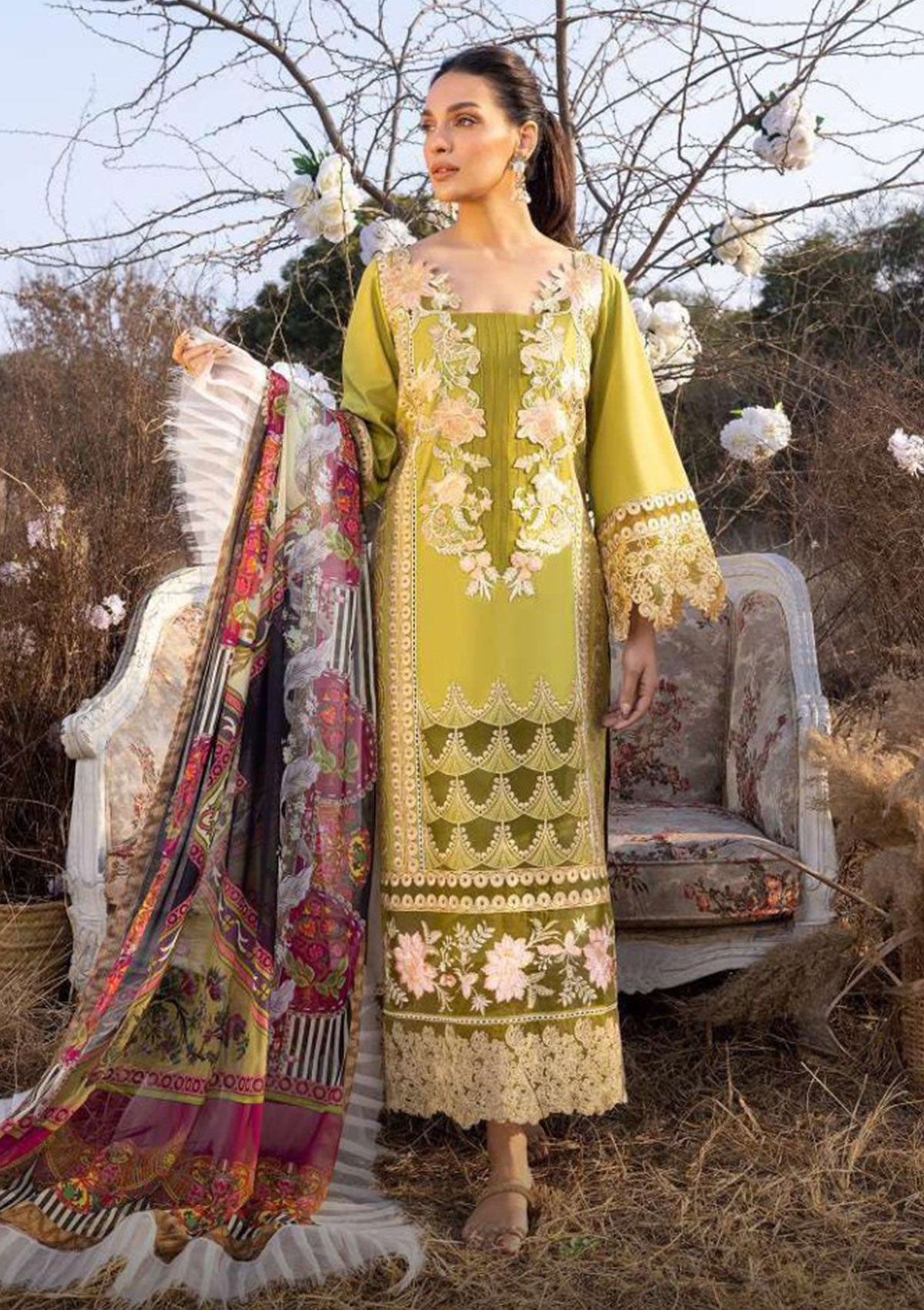 Lawn Collection - Asifa & Nabeel - Aleyna -  ASL#05 (Daylily) available at Saleem Fabrics Traditions