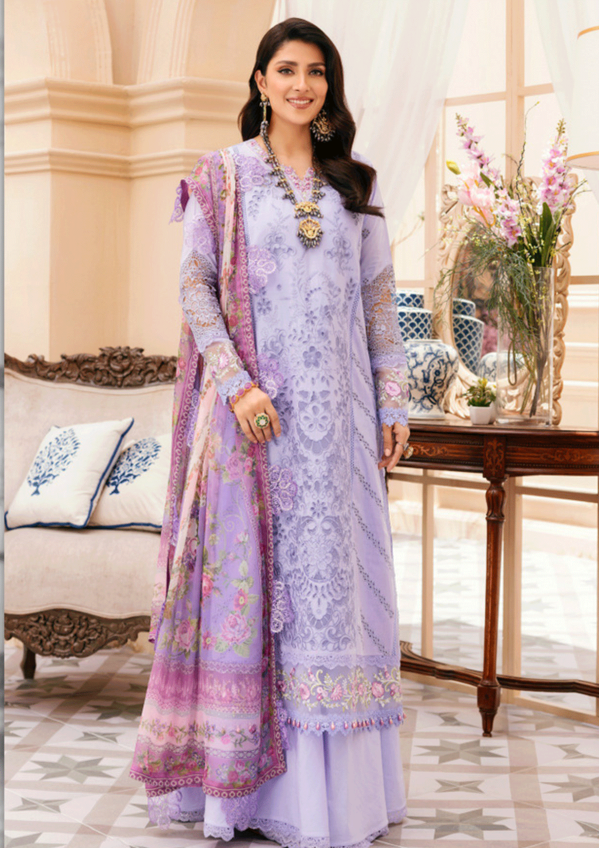 Lawn Collection - Noor - Saadia Asad - Eid - Laserkari - D#12 available at Saleem Fabrics Traditions