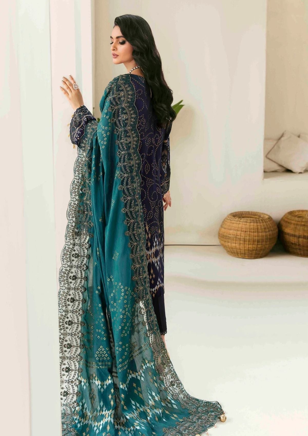 Lawn Collection - Nureh - Maya Jacquard - Cambric - NJ#40 available at Saleem Fabrics Traditions