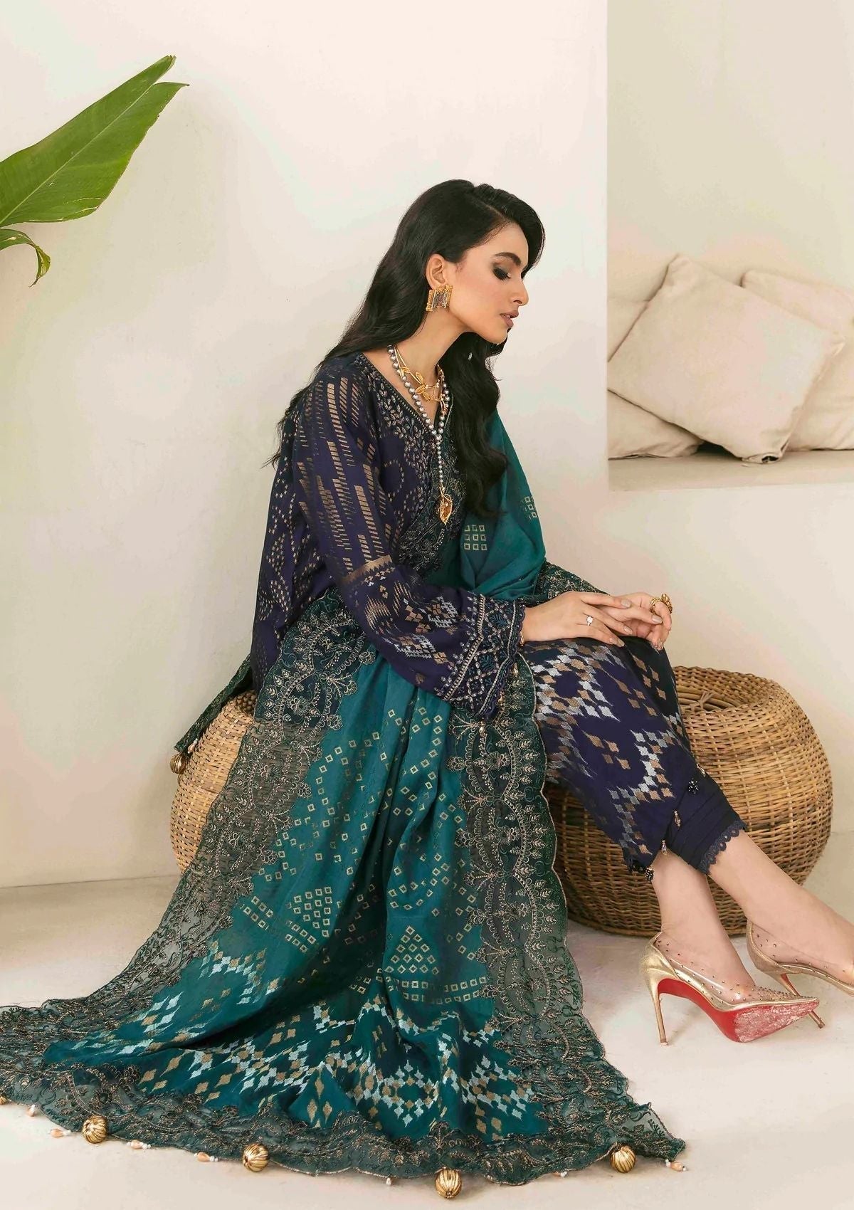 Lawn Collection - Nureh - Maya Jacquard - Cambric - NJ#40 available at Saleem Fabrics Traditions