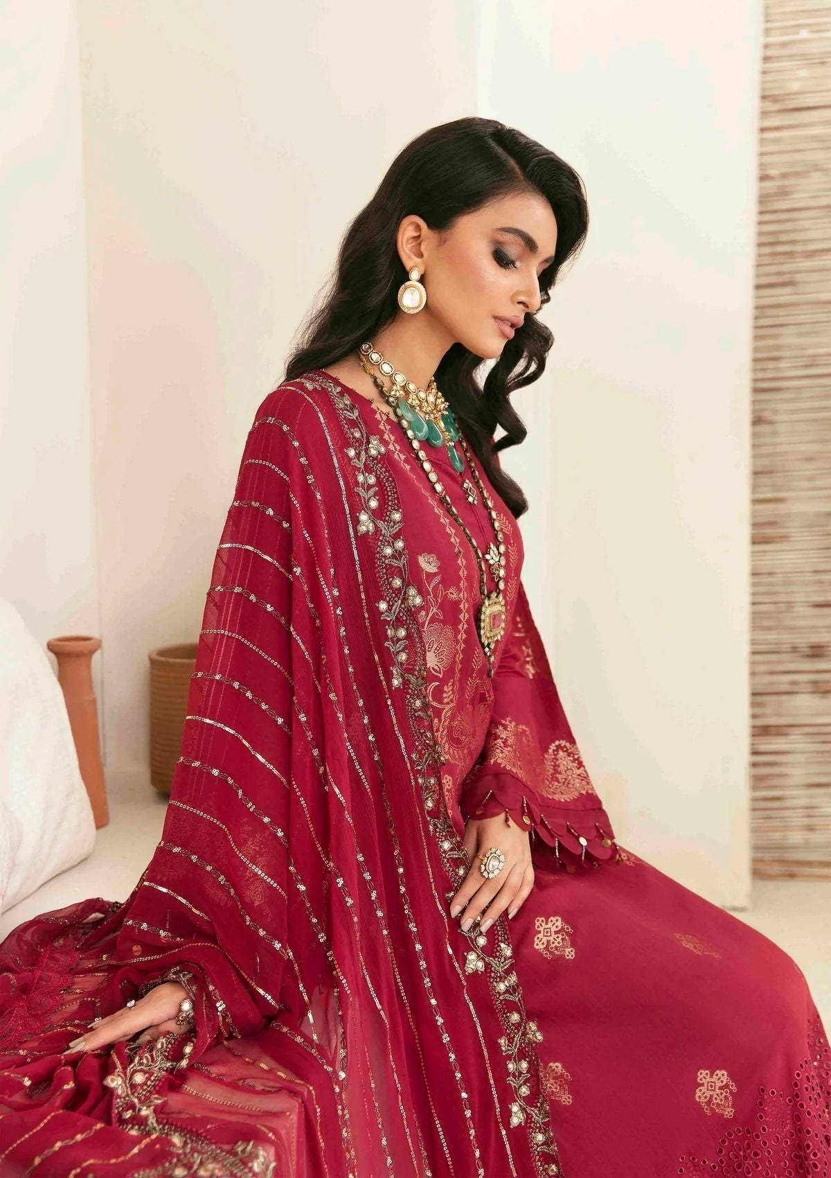 Lawn Collection - Nureh - Maya Jacquard - Cambric - NJ#43 available at Saleem Fabrics Traditions