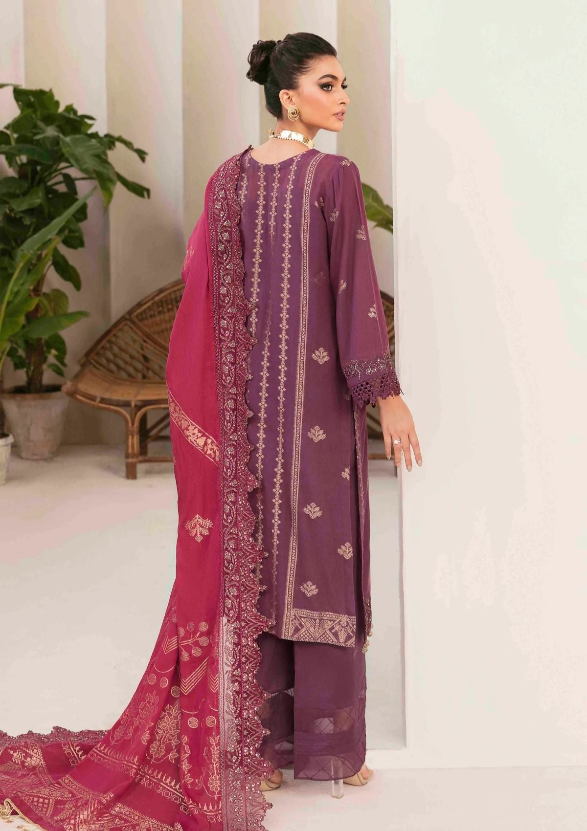 Lawn Collection - Nureh - Maya Jacquard - Cambric - NJ#45 available at Saleem Fabrics Traditions