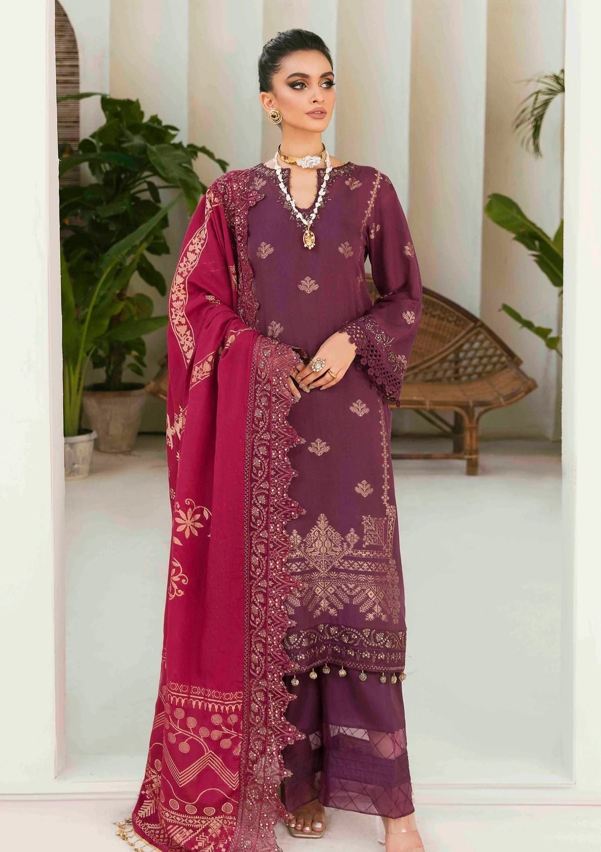 Lawn Collection - Nureh - Maya Jacquard - Cambric - NJ#45 available at Saleem Fabrics Traditions