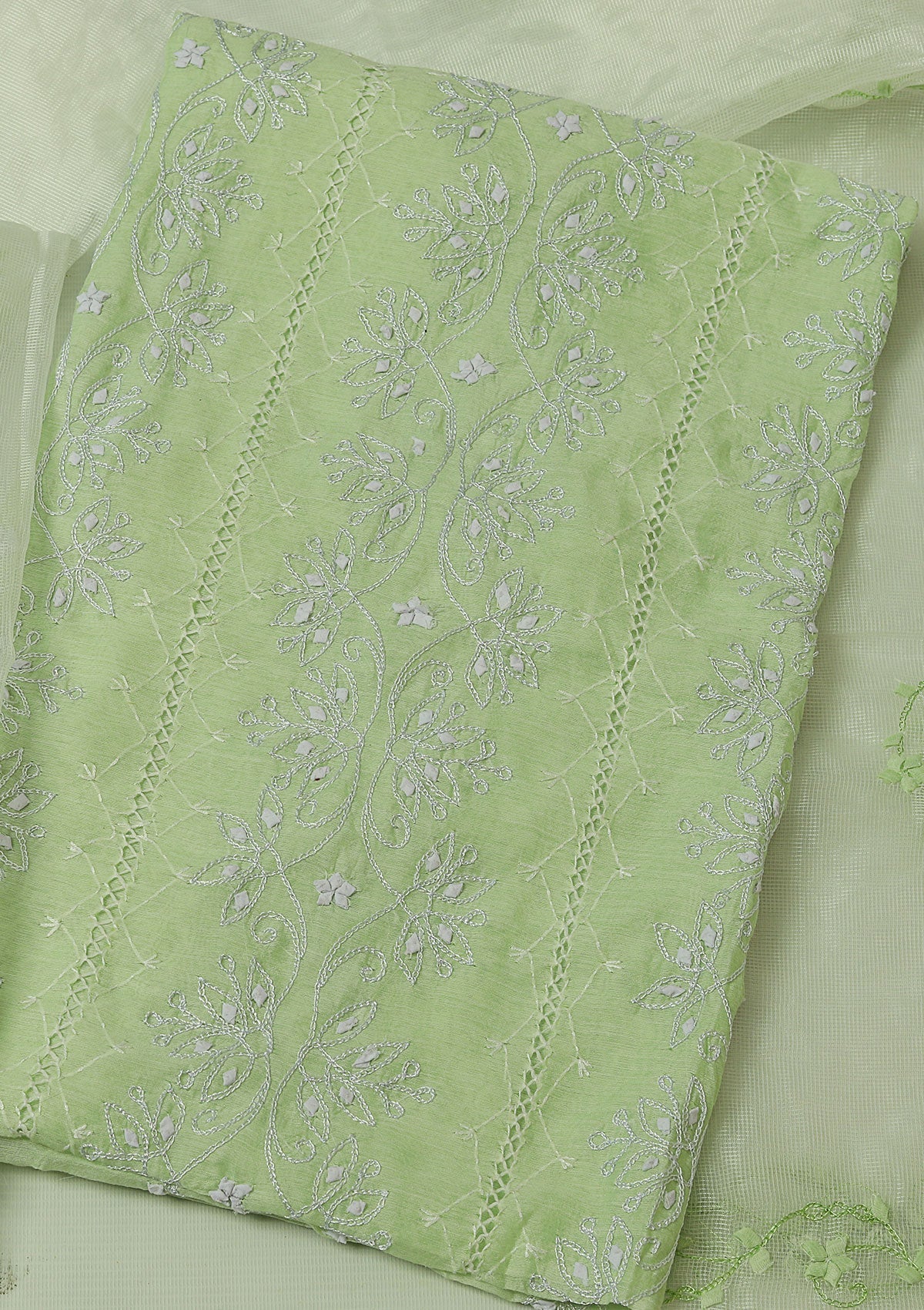 Lawn Collection - Paper Cotton -  A/Work - 2 Pcs Suit - A Green - D09 available at Saleem Fabrics Traditions