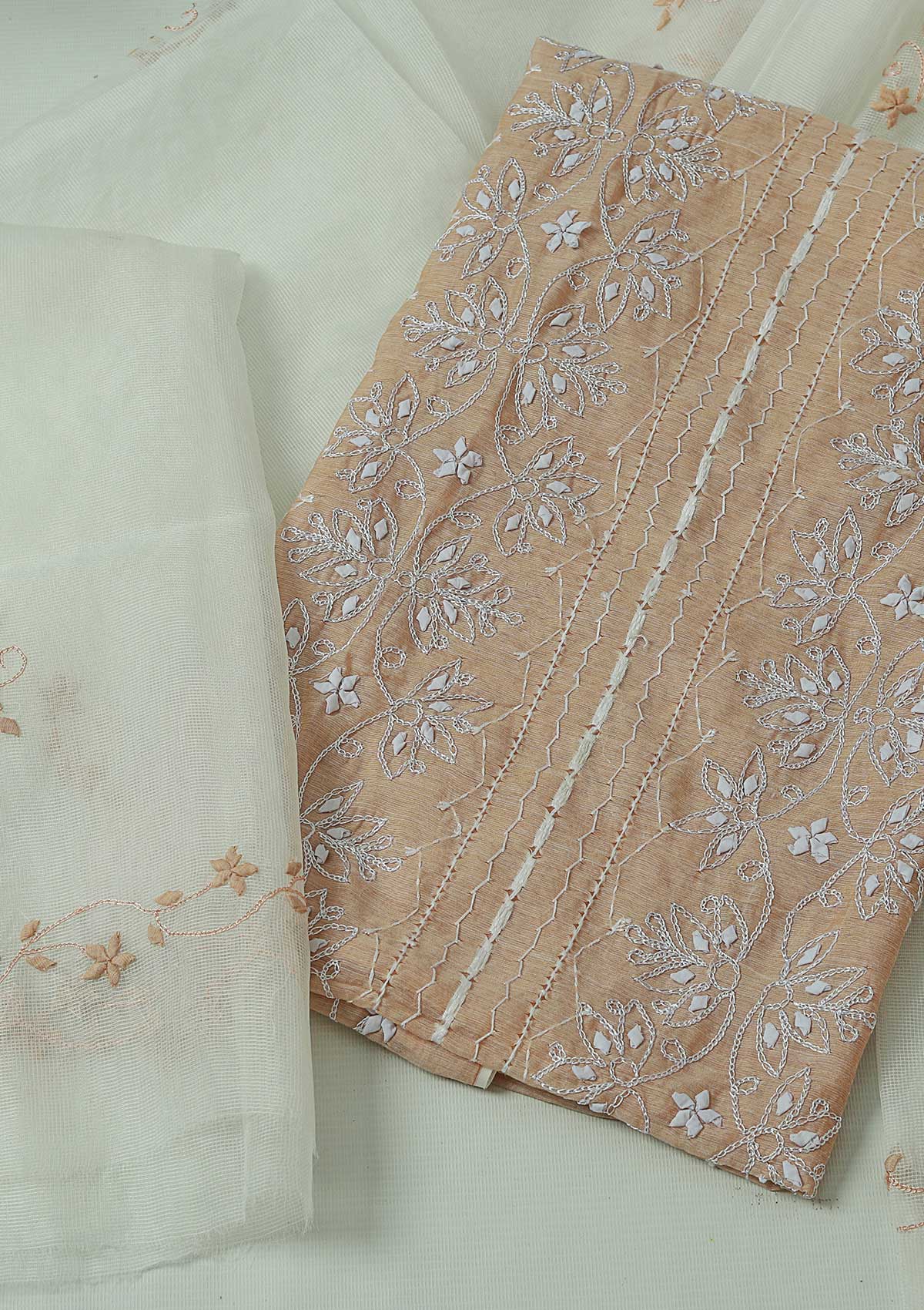 Lawn Collection - Paper Cotton -  A/Work - 2 Pcs Suit - Beige - D09 available at Saleem Fabrics Traditions