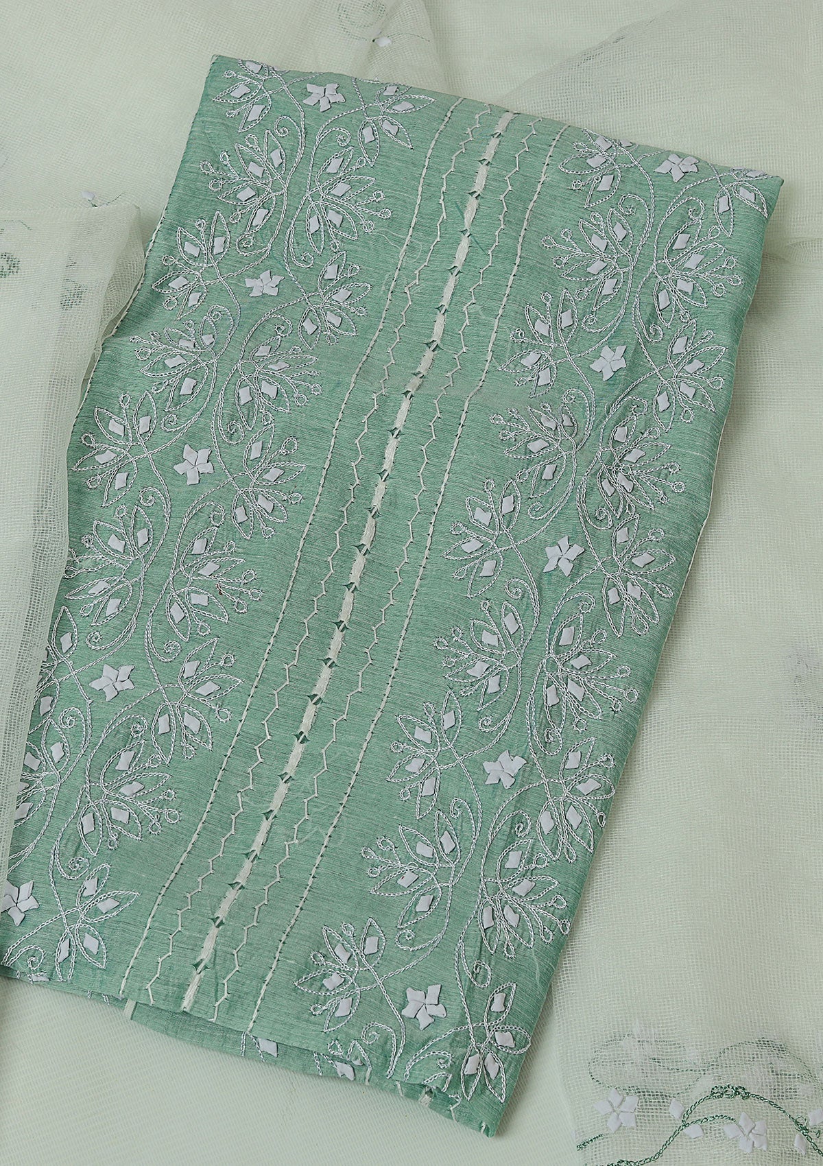 Lawn Collection - Paper Cotton -  A/Work - 2 Pcs Suit - Green - D09 available at Saleem Fabrics Traditions