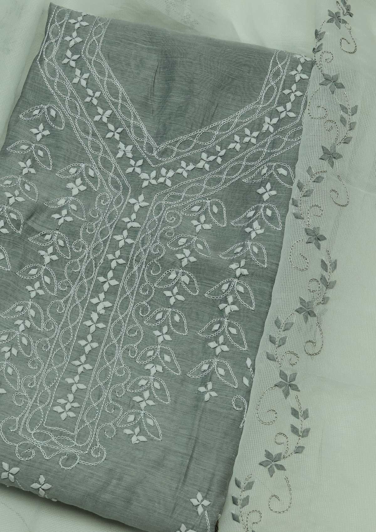 Lawn Collection - Paper Cotton -  A/Work - 2 Pcs Suit - Grey - D06 available at Saleem Fabrics Traditions