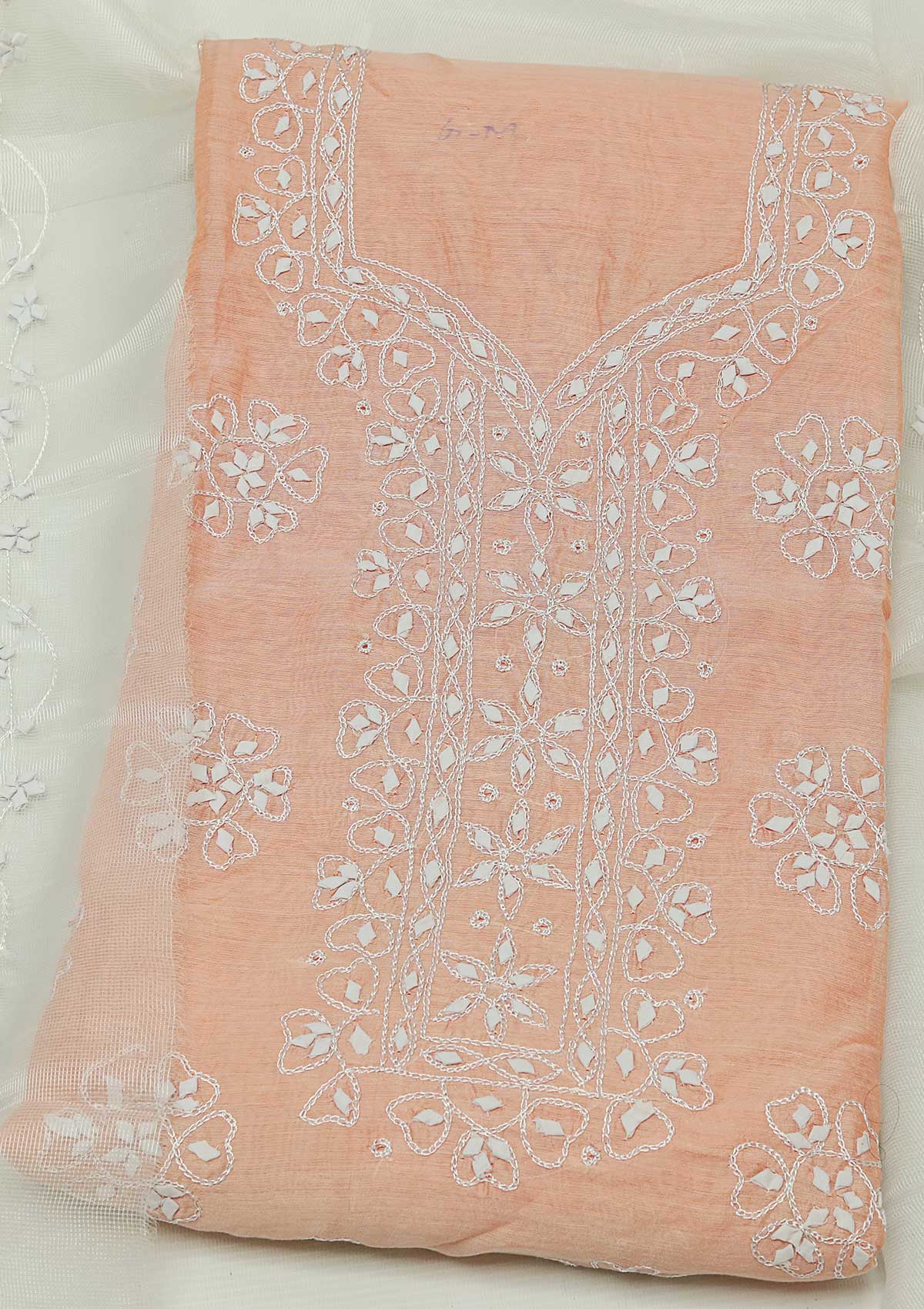 Lawn Collection - Paper Cotton -  A/Work - 2 Pcs Suit - L Peach - D07 available at Saleem Fabrics Traditions